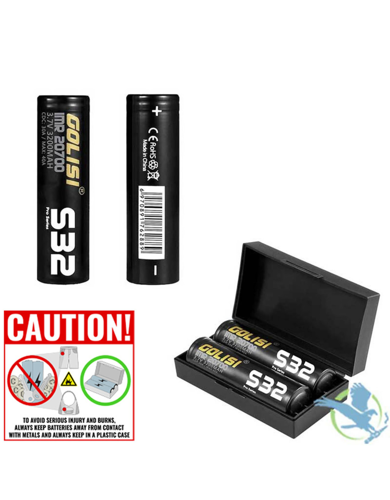 Golisi S32 High Drain IMR 20700 Batteries 3200mah 40a