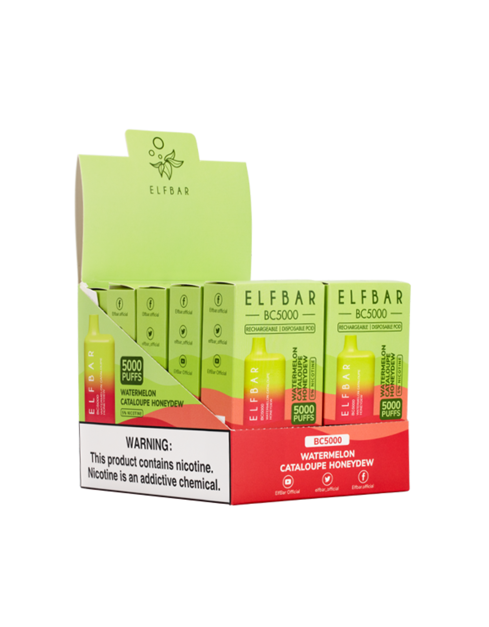 ELFBAR ELFBAR Watermelon Cantaloupe Honeydew 5000 Puffs 5% Box