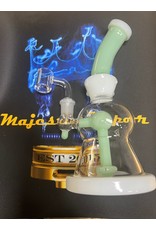 Clover Clover Waterpipe Mint Green 8" Dab Rig Bubble Beaker Base With Beaded Collar & UFO Perc