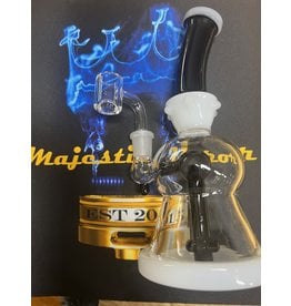 Clover Clover Waterpipe Black 8" Dab Rig Bubble Beaker Base With Beaded Collar & UFO Perc