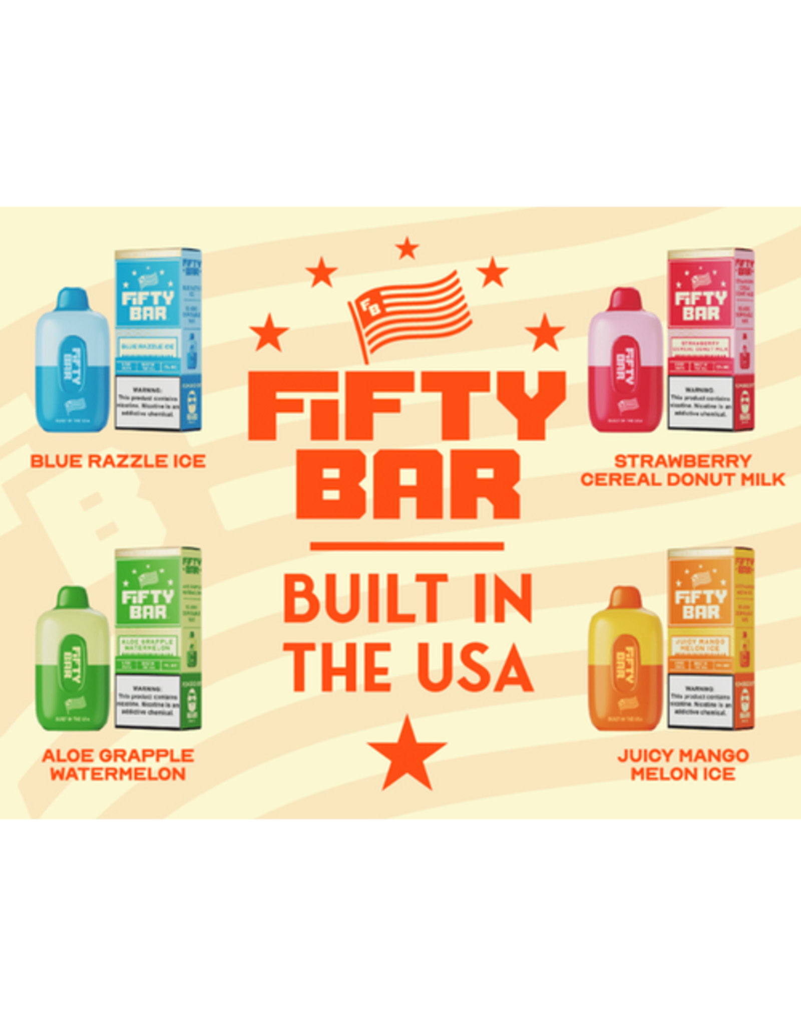 Fifty Bar Fifty Bar 6500 - Juicy Mango Melon Ice 10pk Box