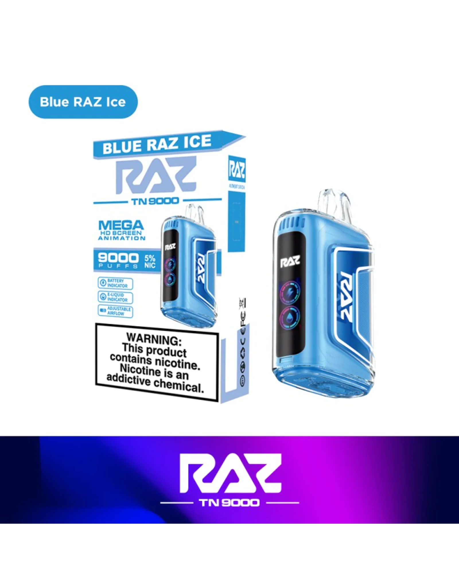 RAZ RAZ TN9000 Blue Razz Ice