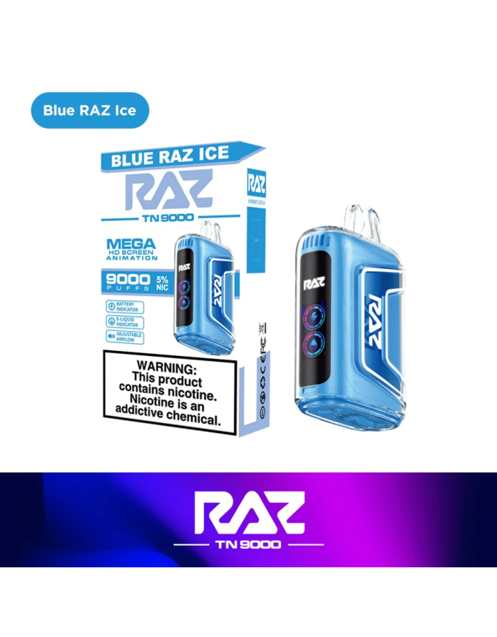 RAZ RAZ TN9000 Blue Razz Ice Box 5Pk