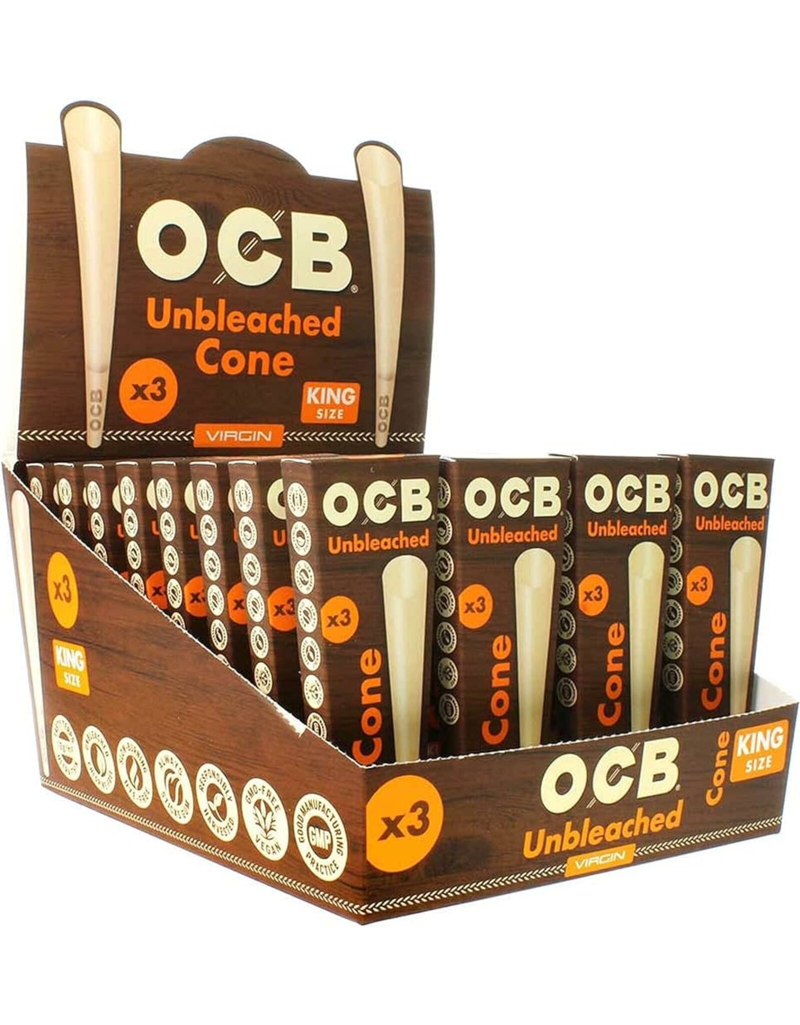 OCB OCB Virgin Unbleached Cone King Size Box 32ct