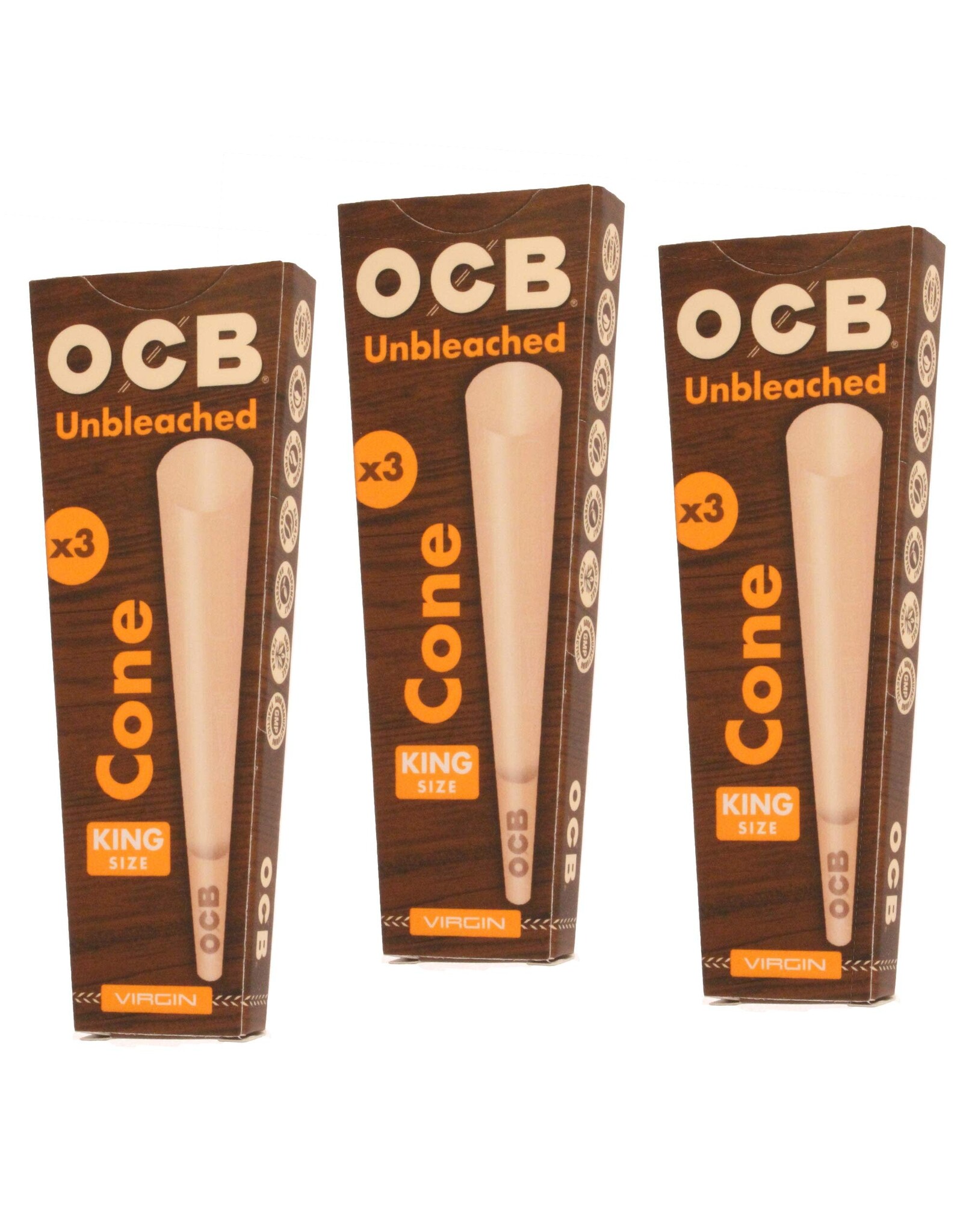 OCB OCB Virgin Unbleached Cone King Size x3