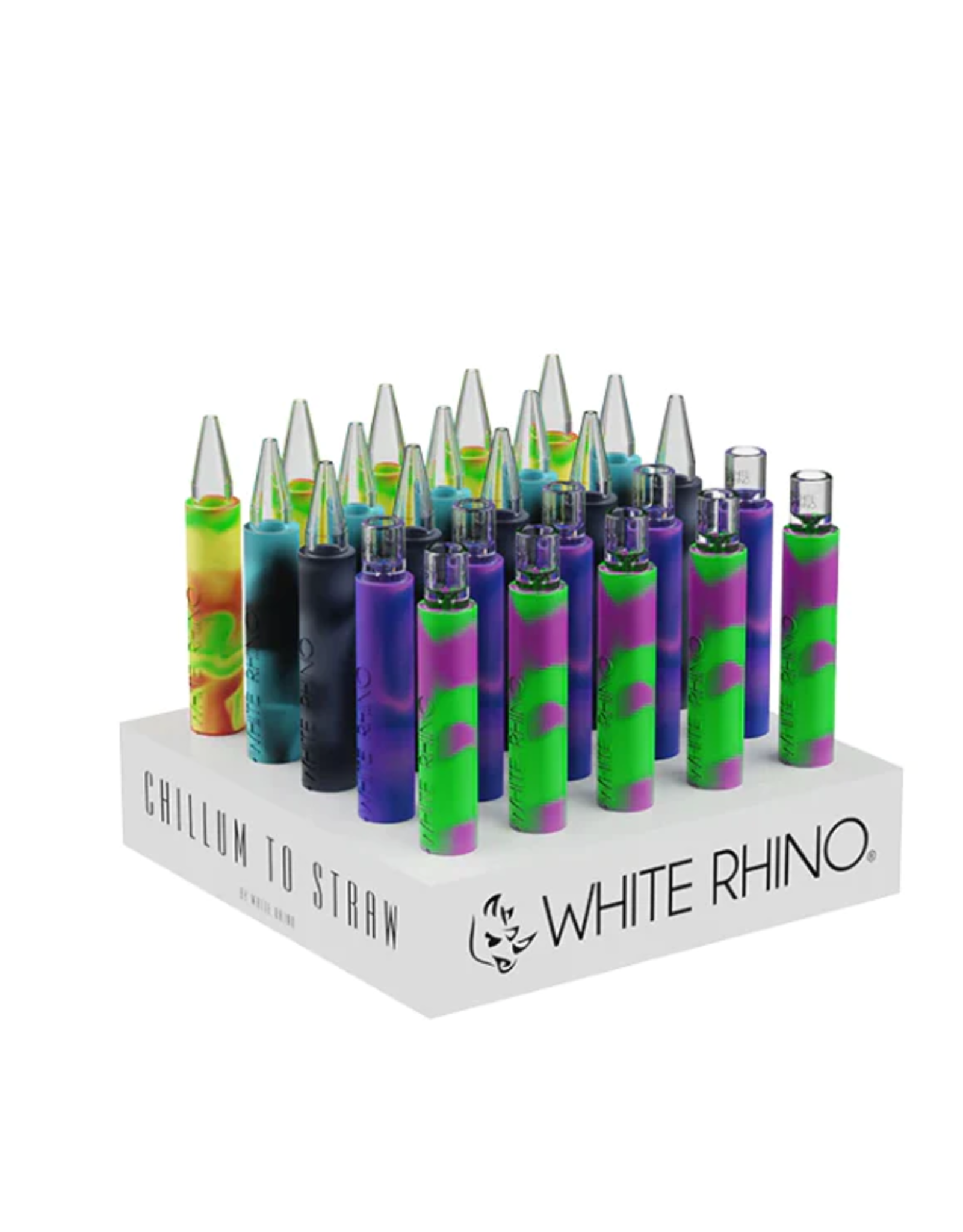White Rhino White Rhino - Silicon Chillum to Straw "FLIP" 25ct box