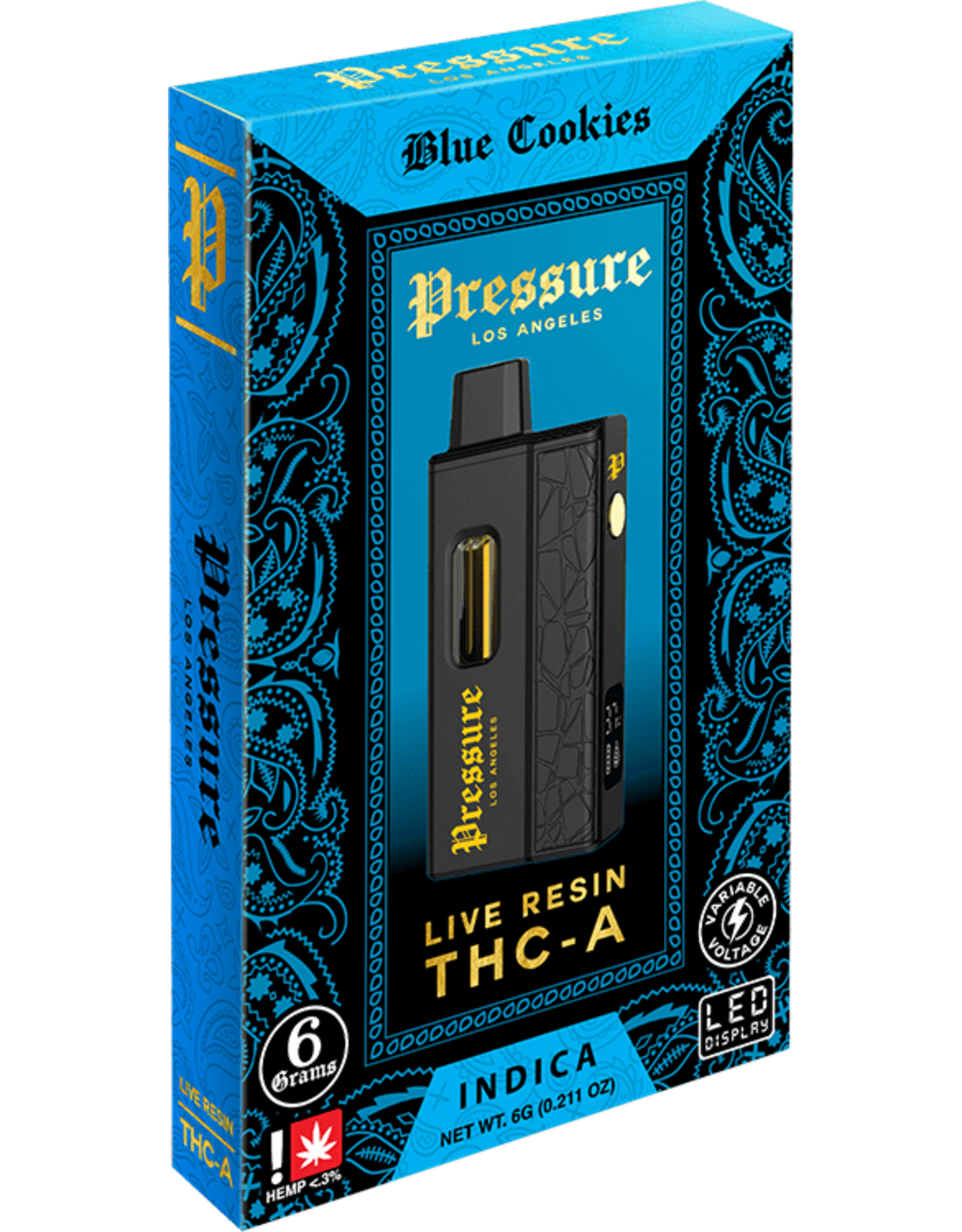 Pressure Pressure Live Resin THCA 6G Blue Cookies 5pk Box