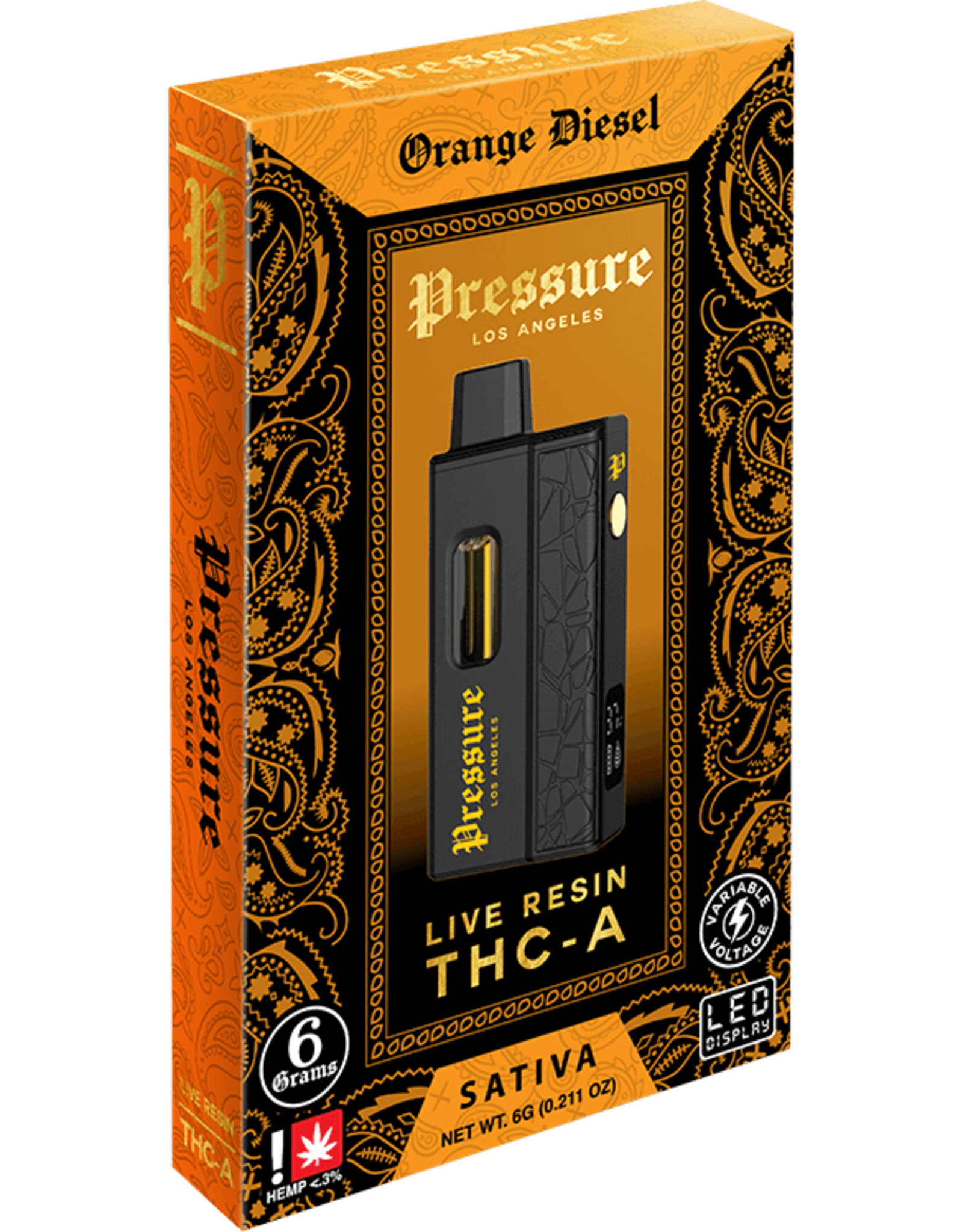 Pressure Pressure Live Resin THCA 6G Orange Deisel 5pk Box