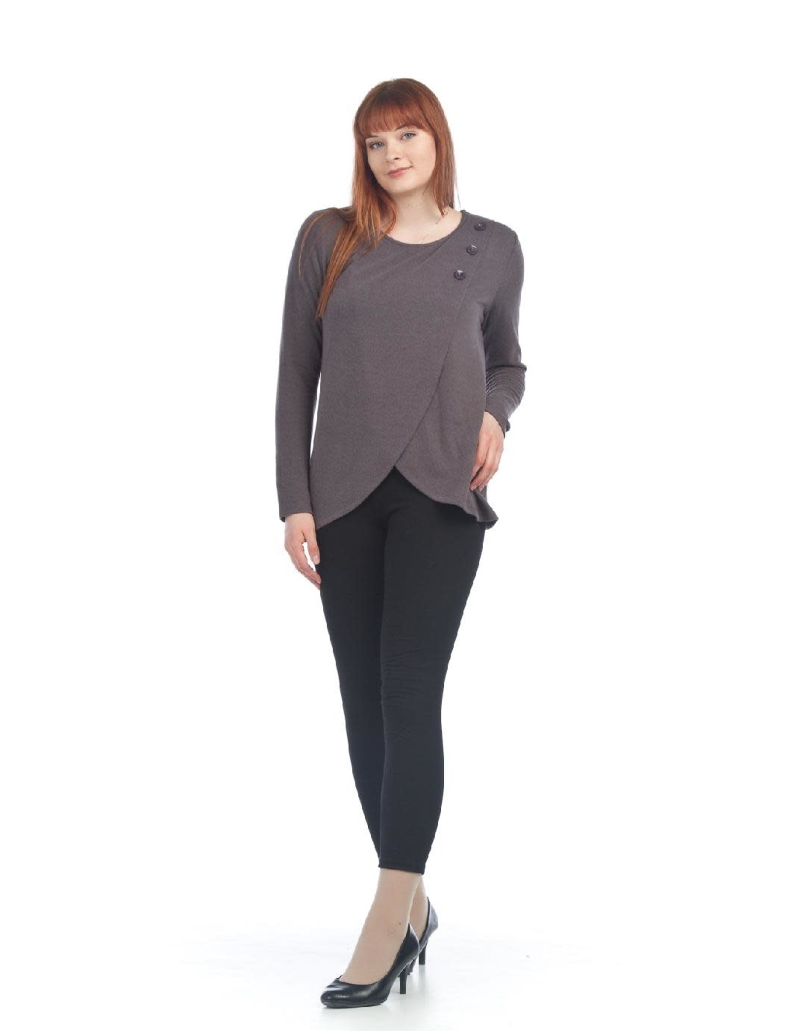 Soft  Crossover Sweater with Button Detail