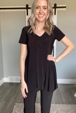 Cascade Front Short Sleeve  Solid Tunic