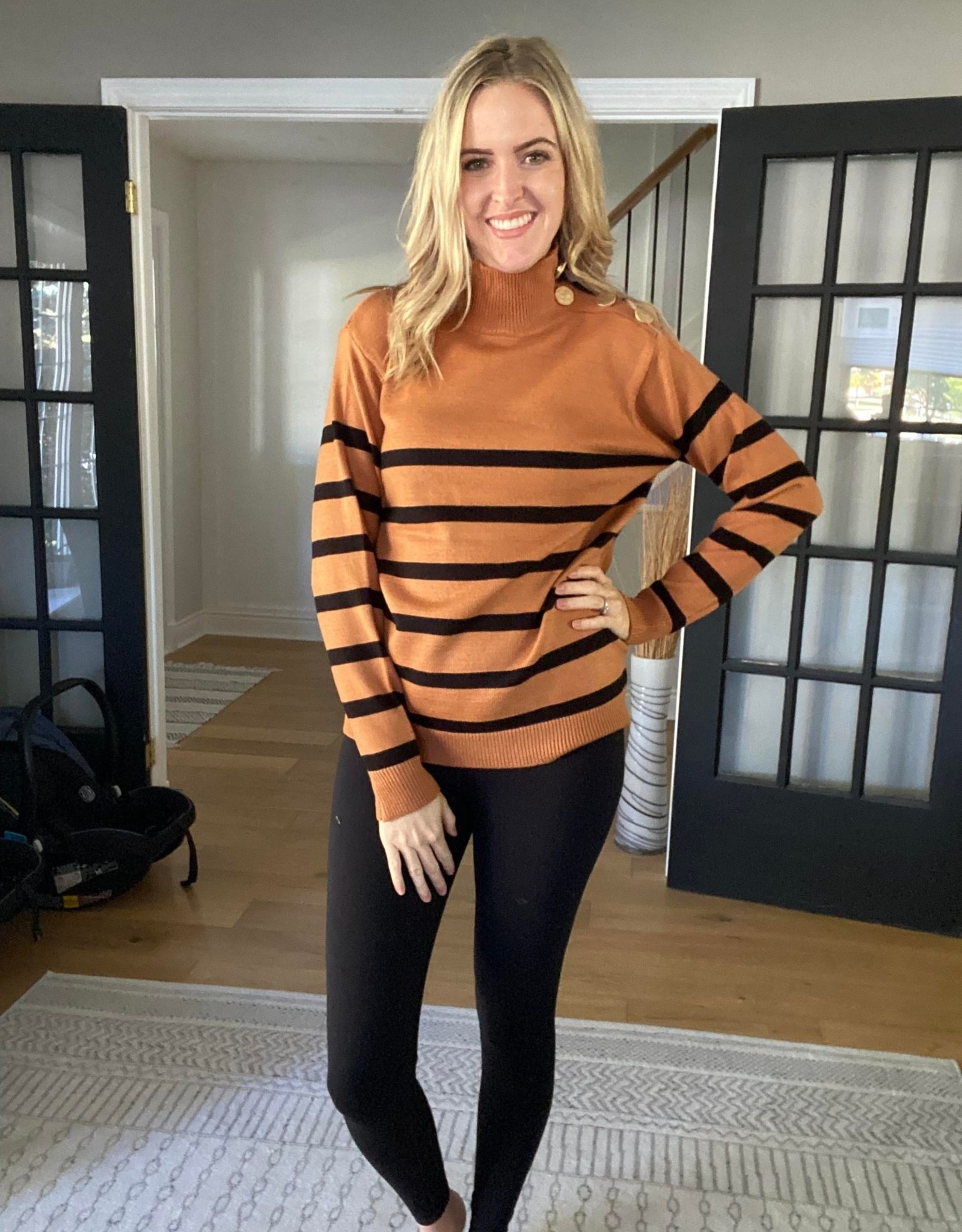 Minkas Striped Pullover with Buttons