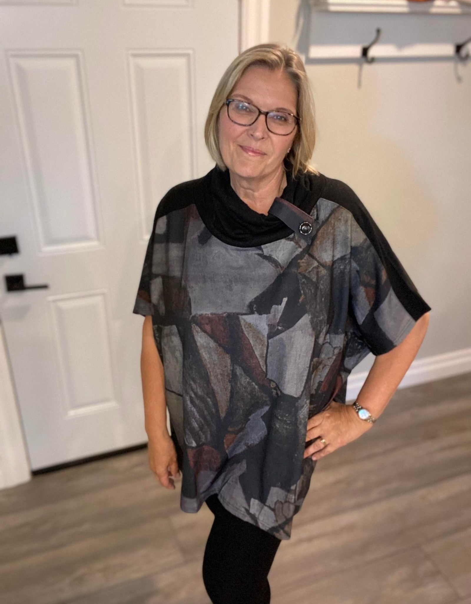 Painted Effect Oversized Poncho