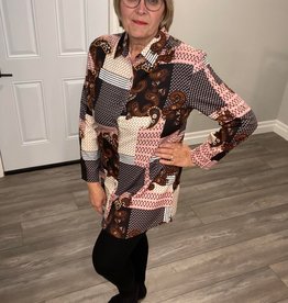 Patchwork Button Front Tunic