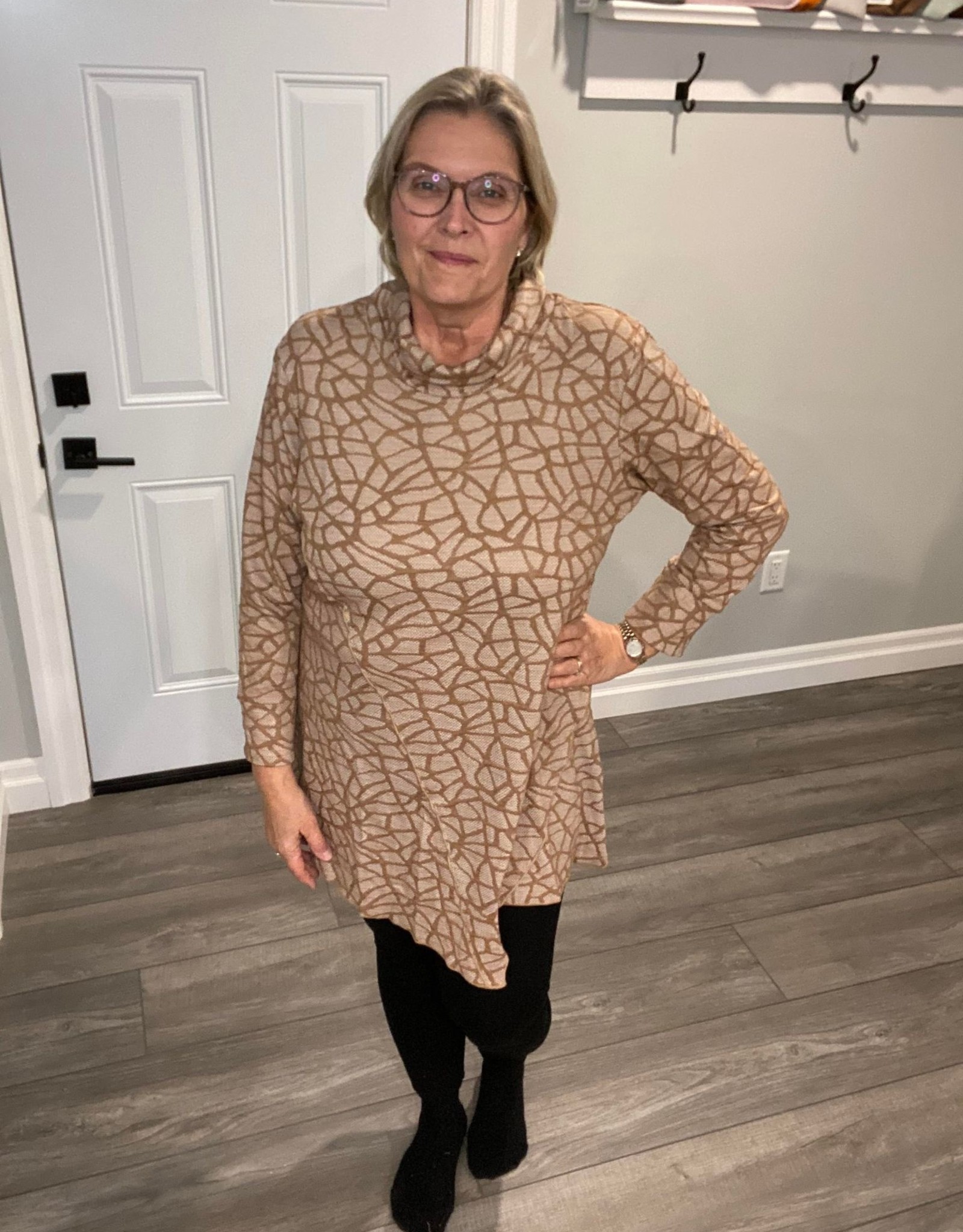 Papa Fashions Patterned Cowl Tunic