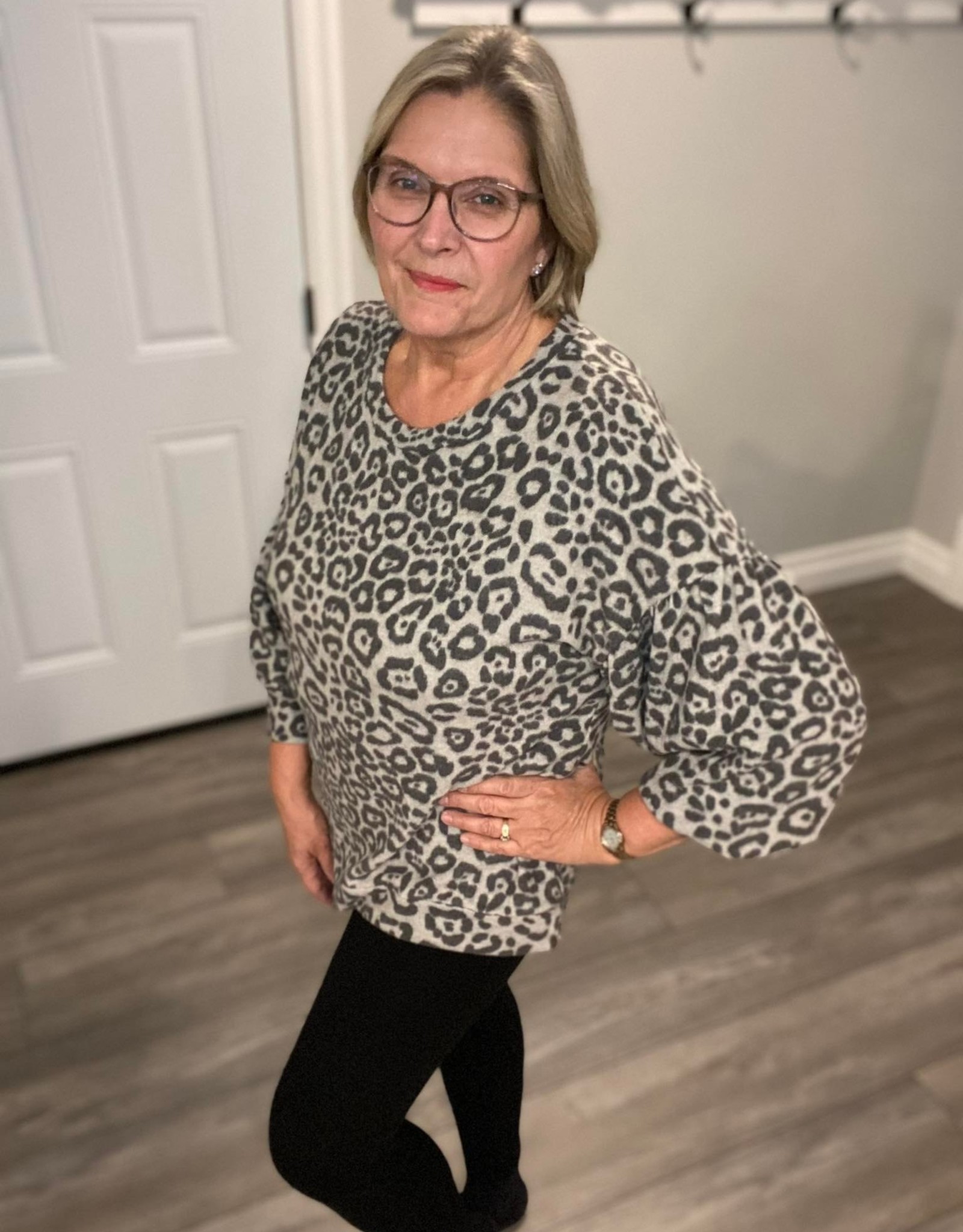 Papillon Soft Leopard Sweater with Bishop Sleeves