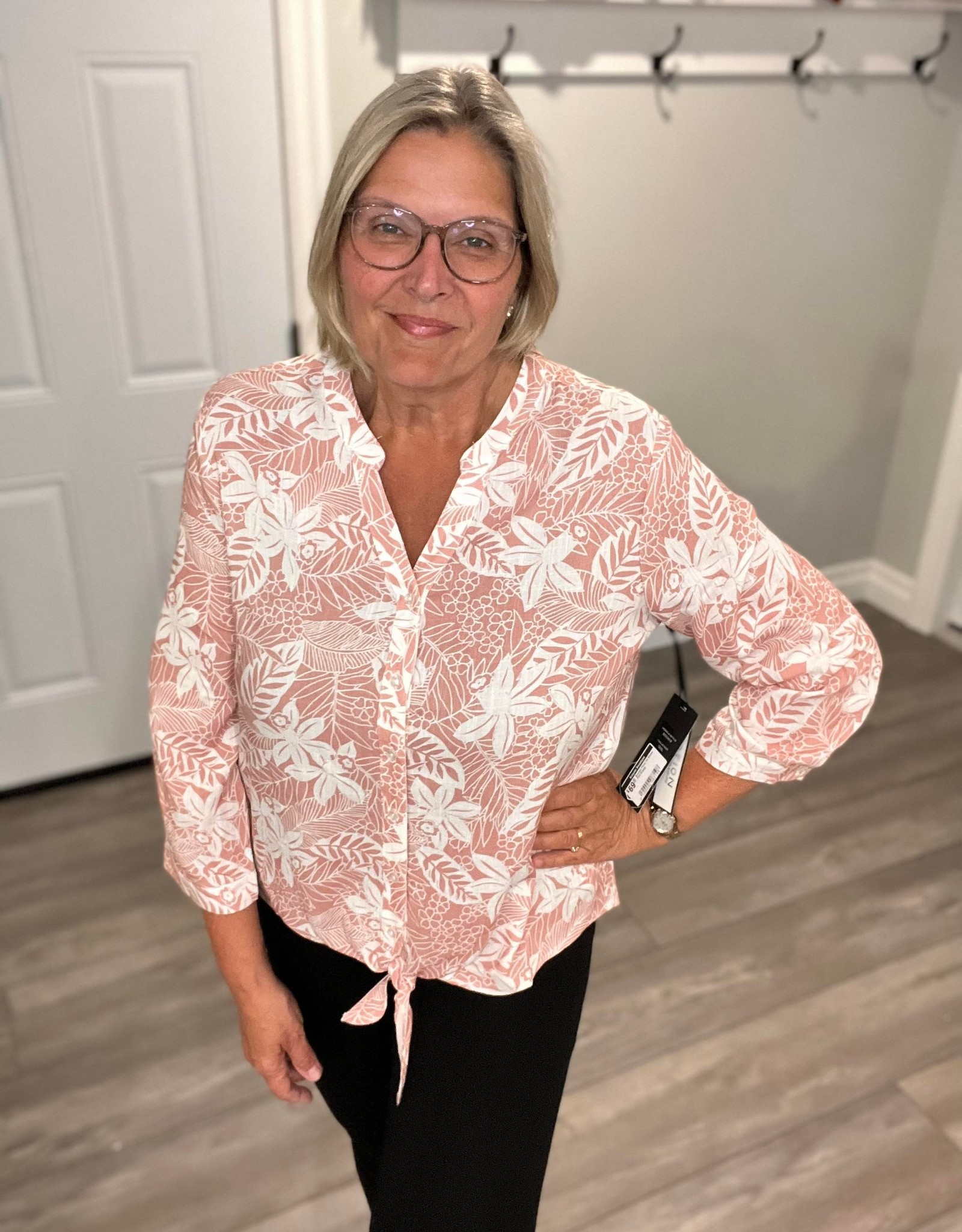 Point Zero Bamboo Floral Tie Blouse