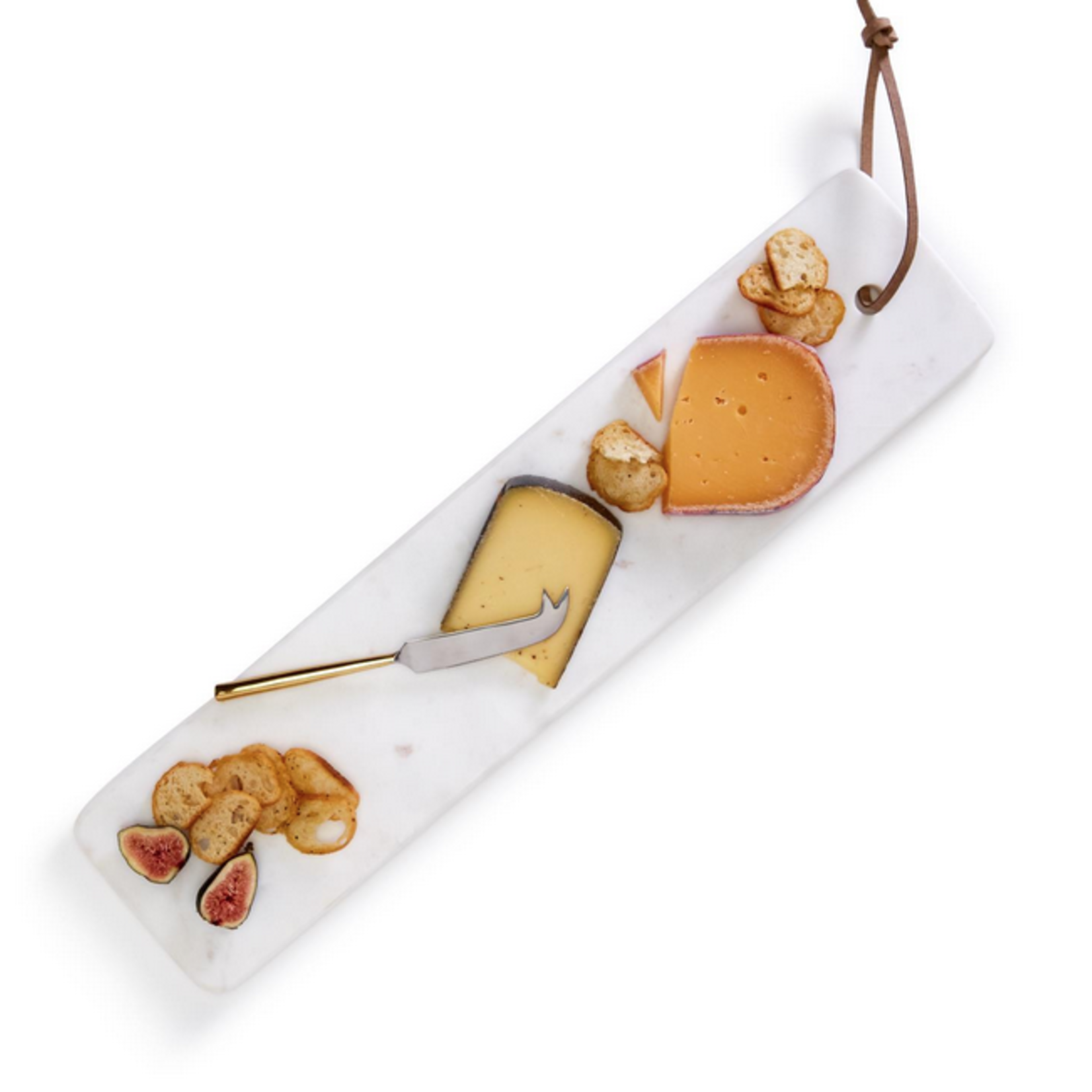 Long  Marble Serving Tray with Cheese Knife