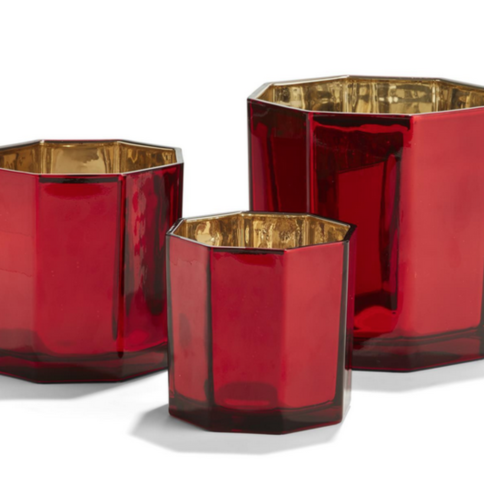 Octagon Candle Holders - RED