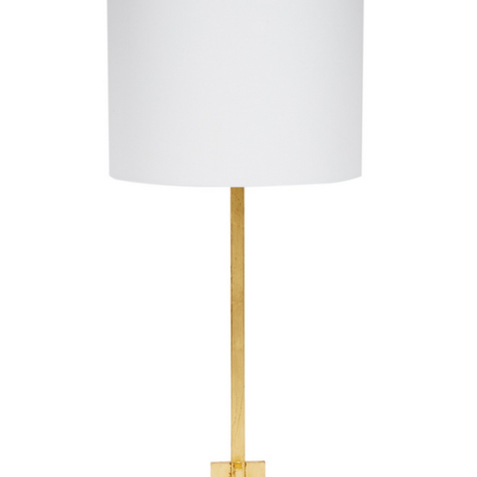 Gold Leaf Buffet Lamp w/  Crystal Base & Wht Linen Shade 36" H