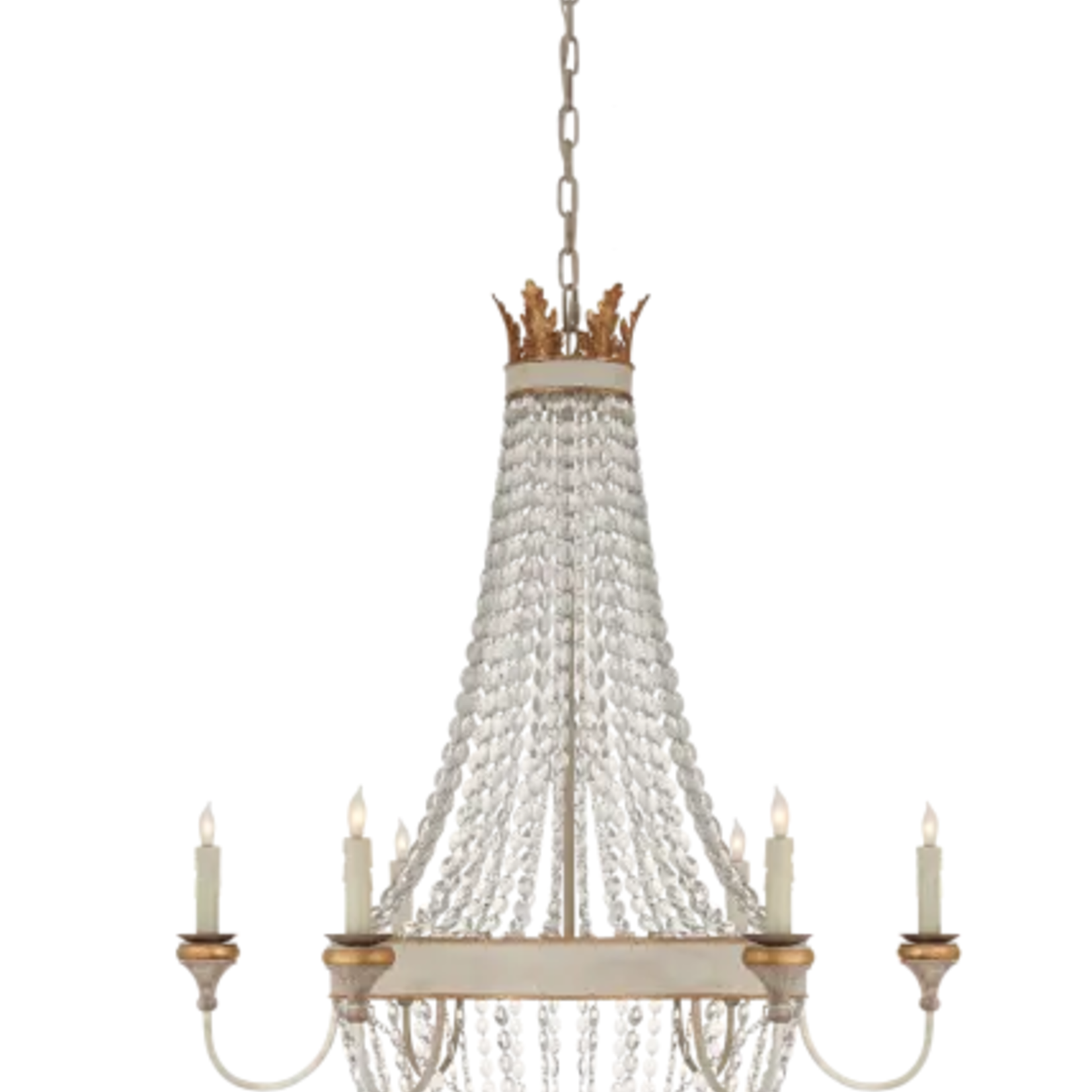 Entellina Chandelier in Vintage White and Gild with Crystal