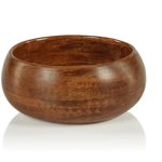 Gabonese Round Mango Wood Bowl-Walnut Enamel