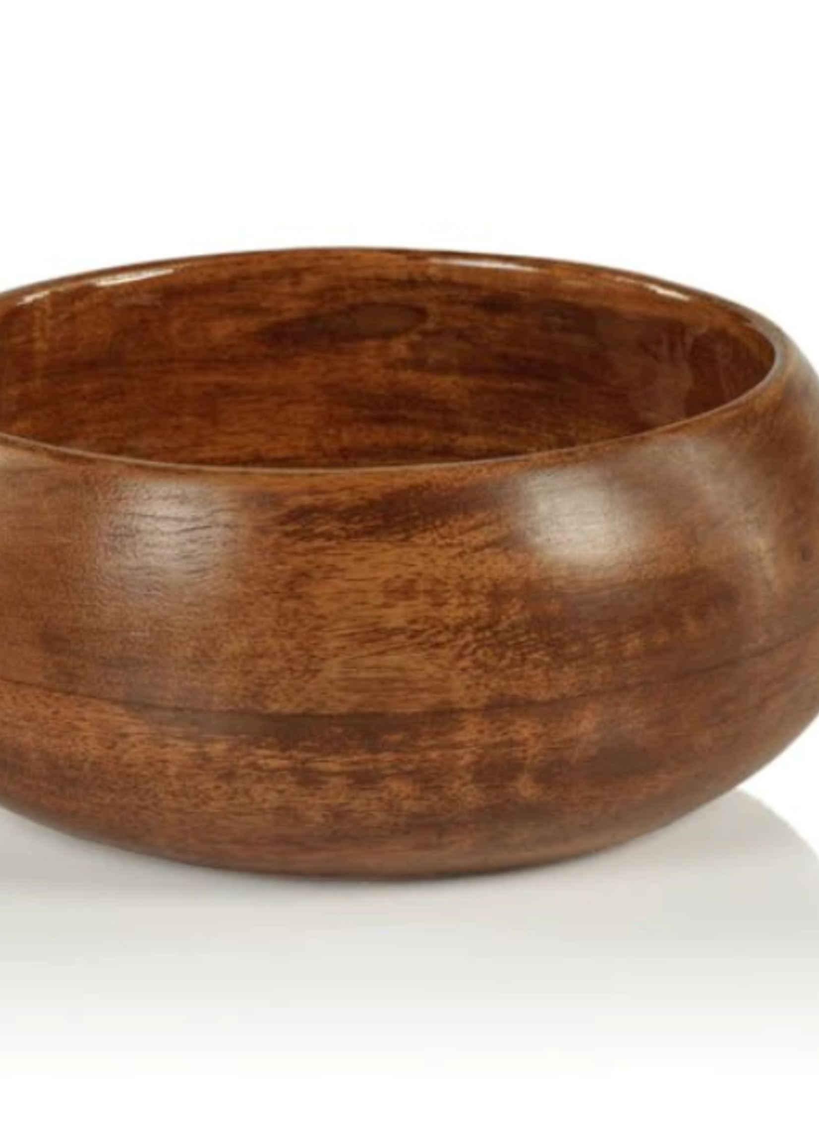 Gabonese Round Mango Wood Bowl-Walnut Enamel