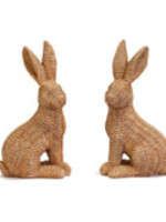 TWO'S COMPANY Happy Spring Basket Weave Bunnies - S/2