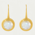 Signet Gemstone Drop Earrings, Moonstone, Gold