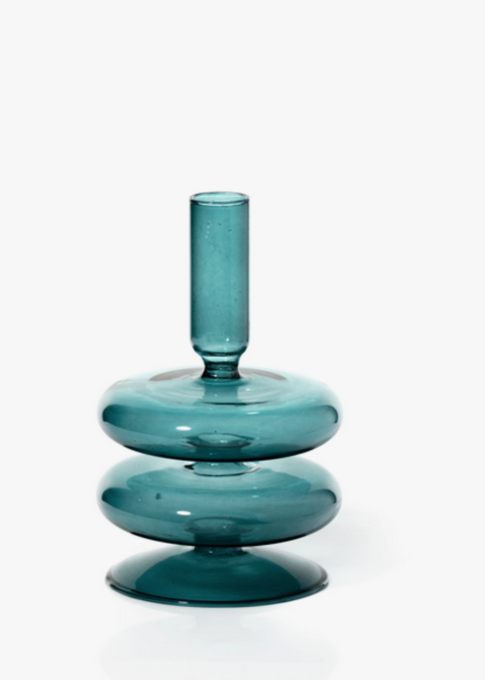 Colored Glass, Tapered Candle Holder Jade