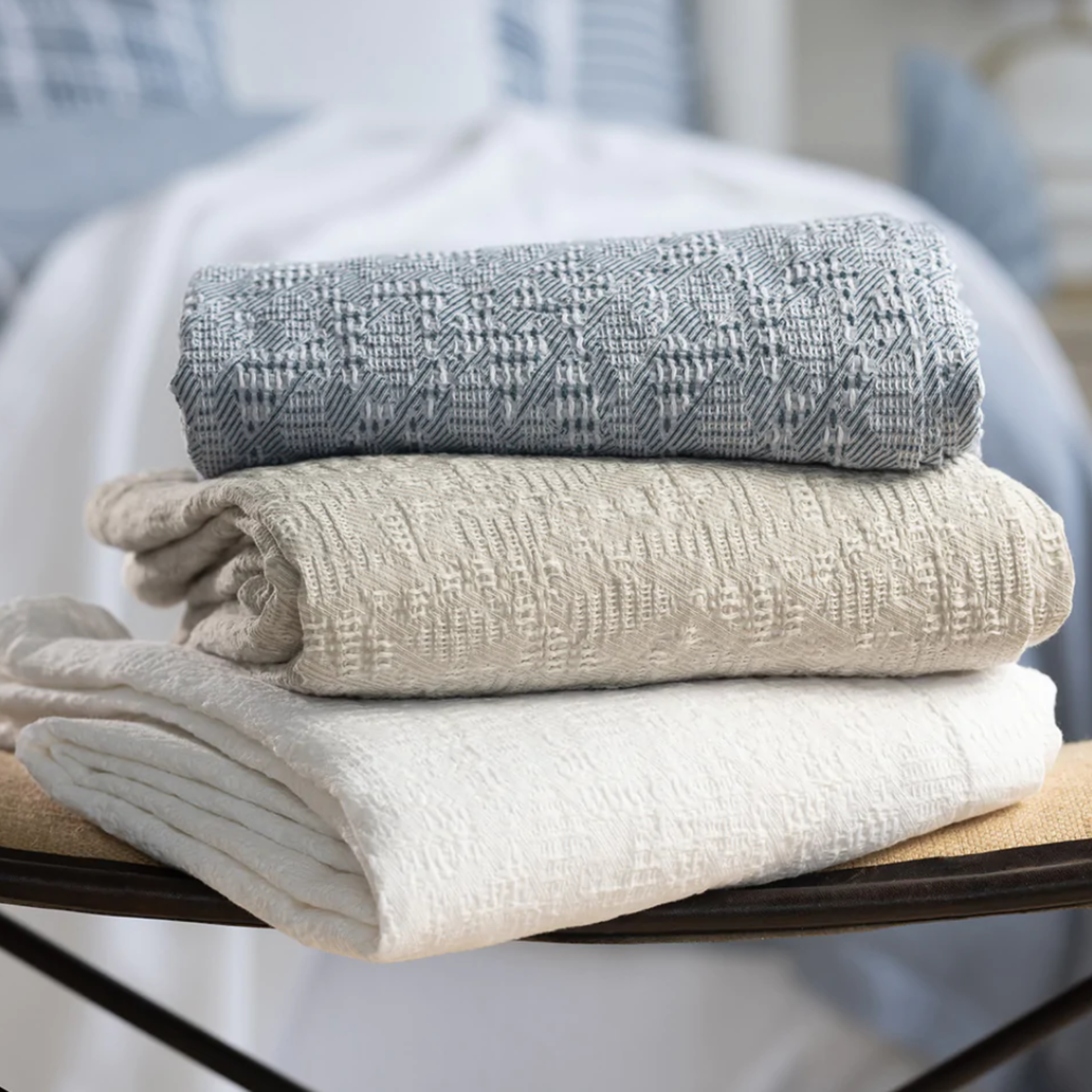 RIVER BLANKET COTTON/LINEN JACQUARD