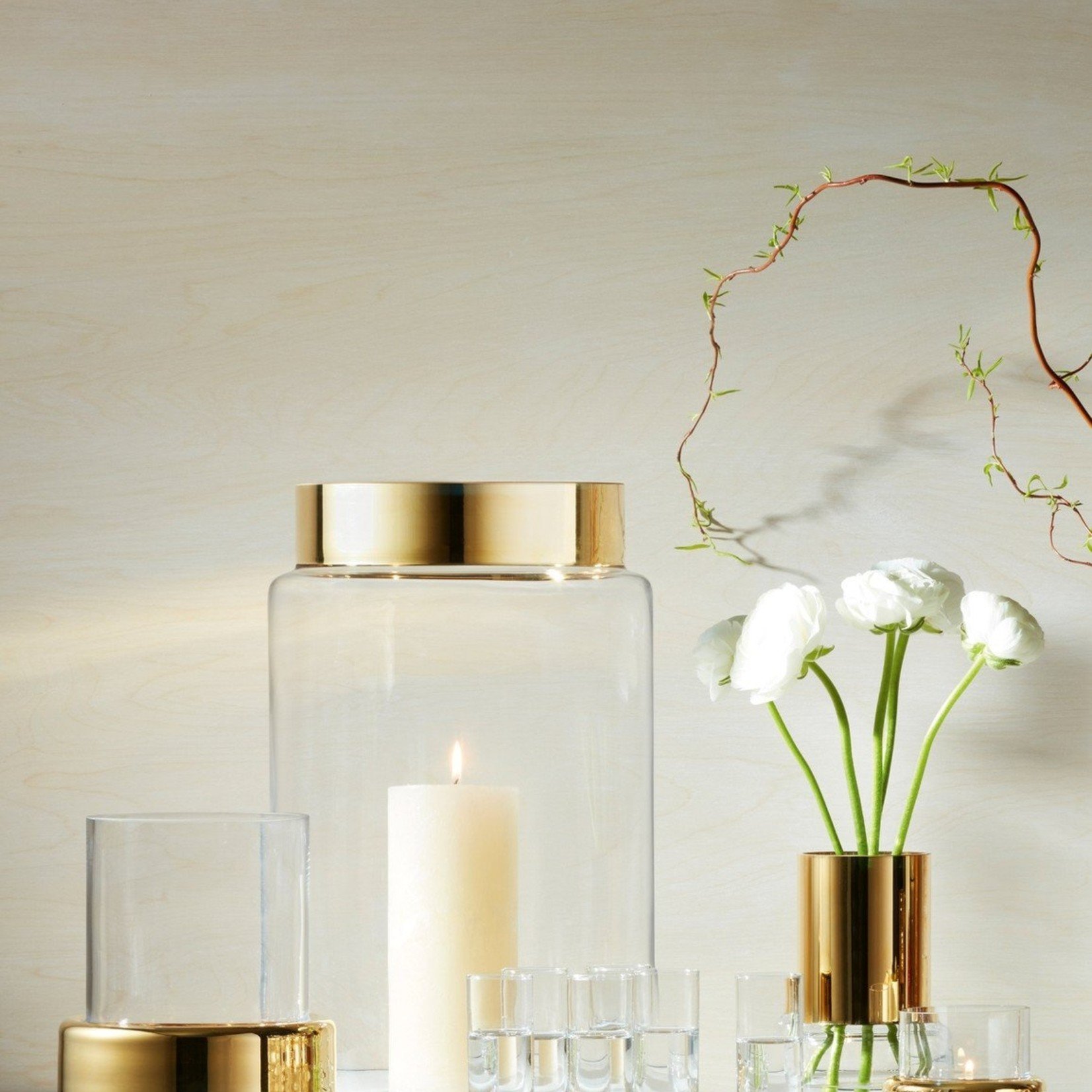 Aurum Vase/Lantern H15.75in, Clear/Gold