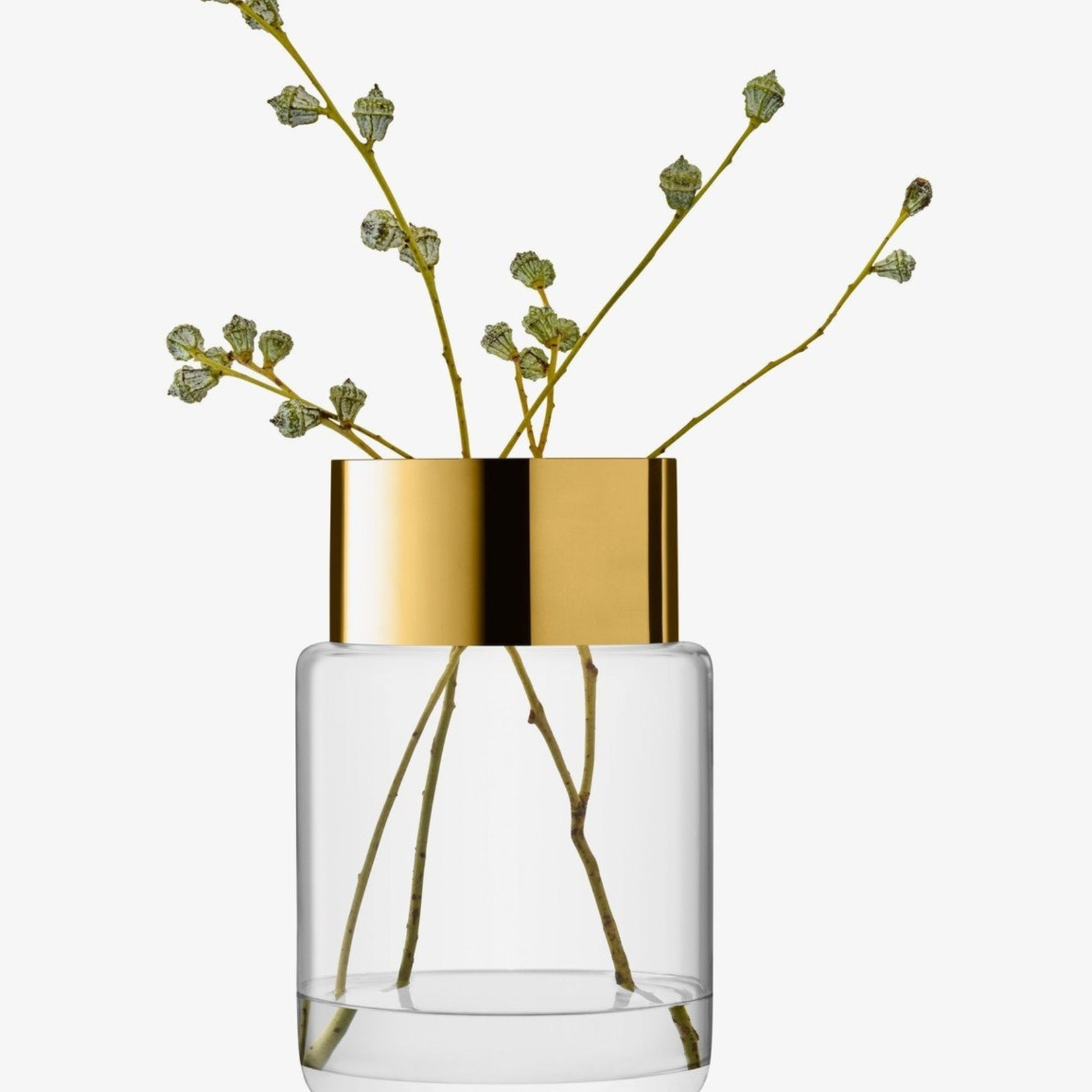 Aurum Vase/Lantern H11.75in, Clear/Gold