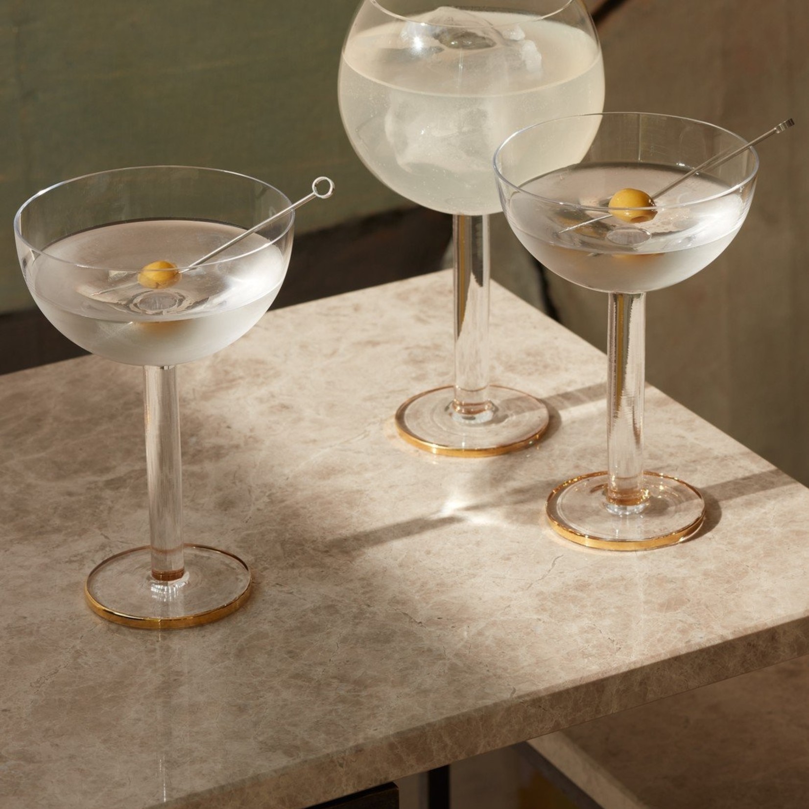SET/2 Luca Coupe Glass 7oz, Gold