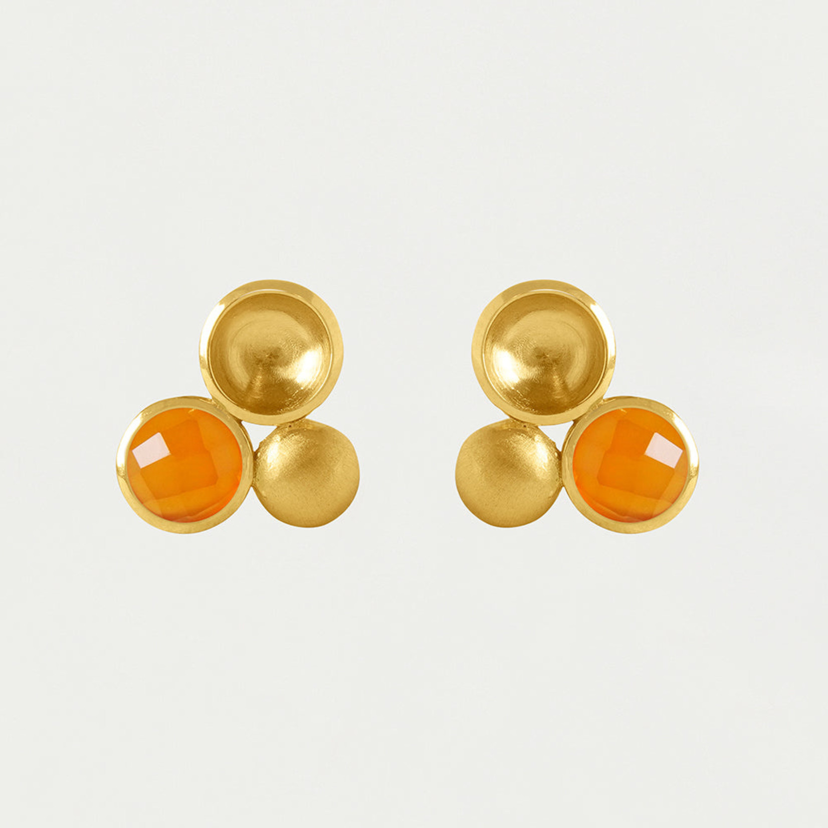 SOL Gemstone Studs, Ocean Orange Onyx/ Gold