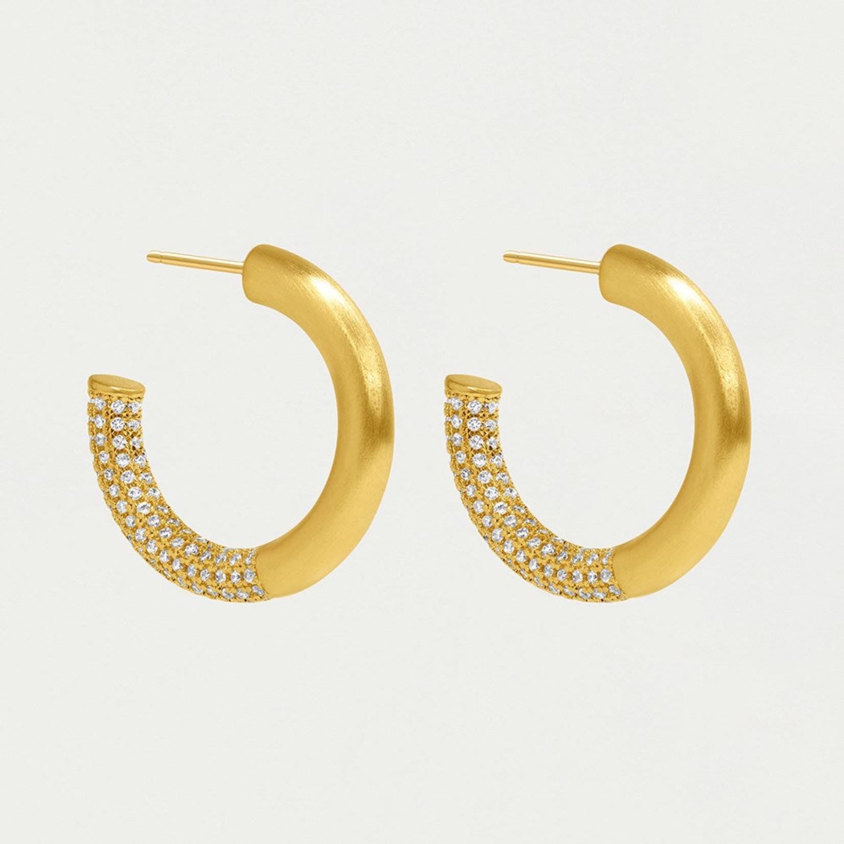 Signature Pave Small Hoops , Gold