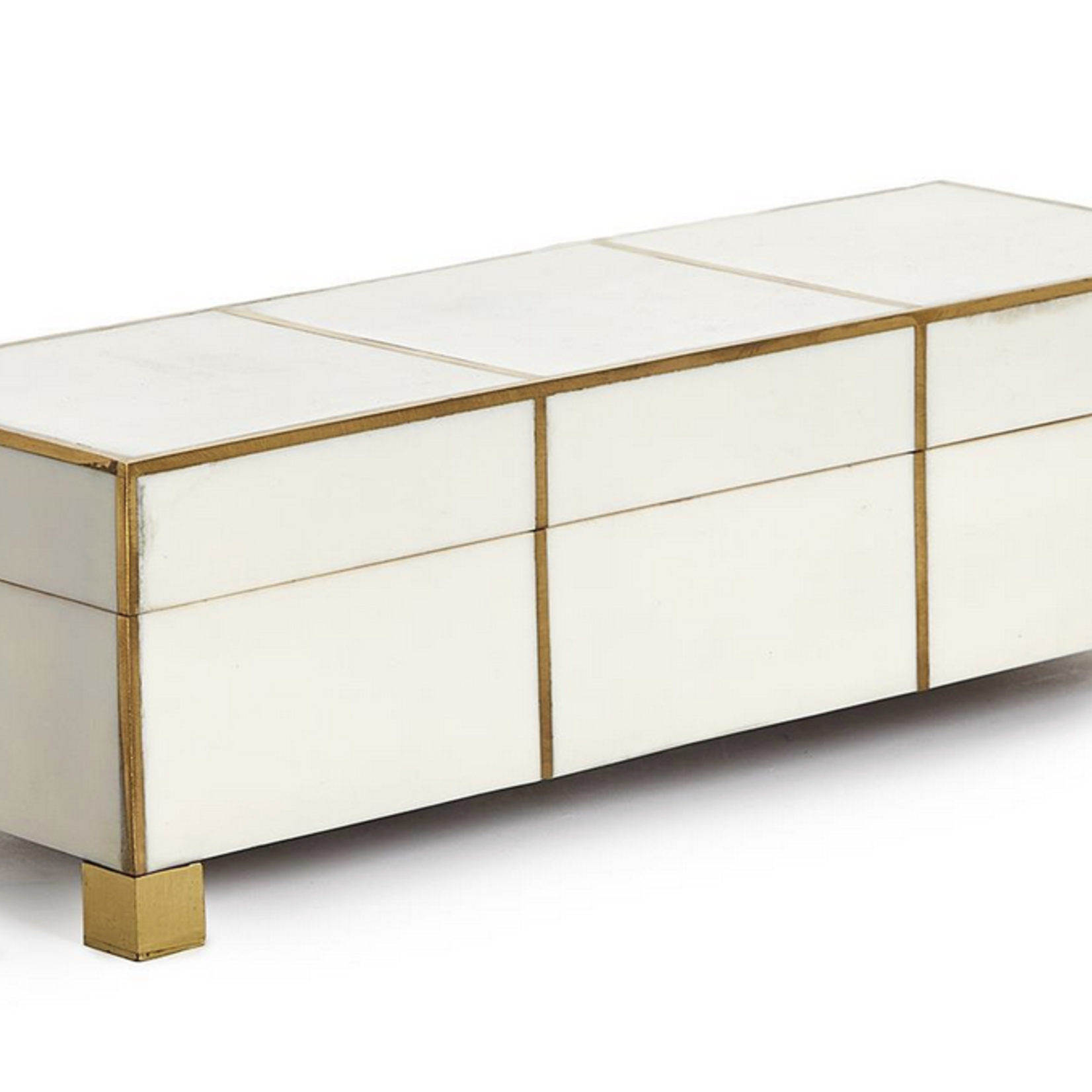 White Resin Brass Decorative Box