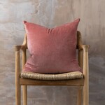 Linen/Velvet Square Cushion | Guava 23" x 23"