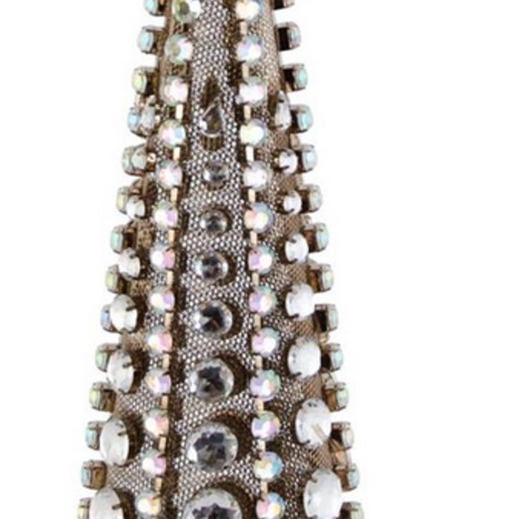 Antique Gold Jeweled Metal Mesh Tree, 17.75"