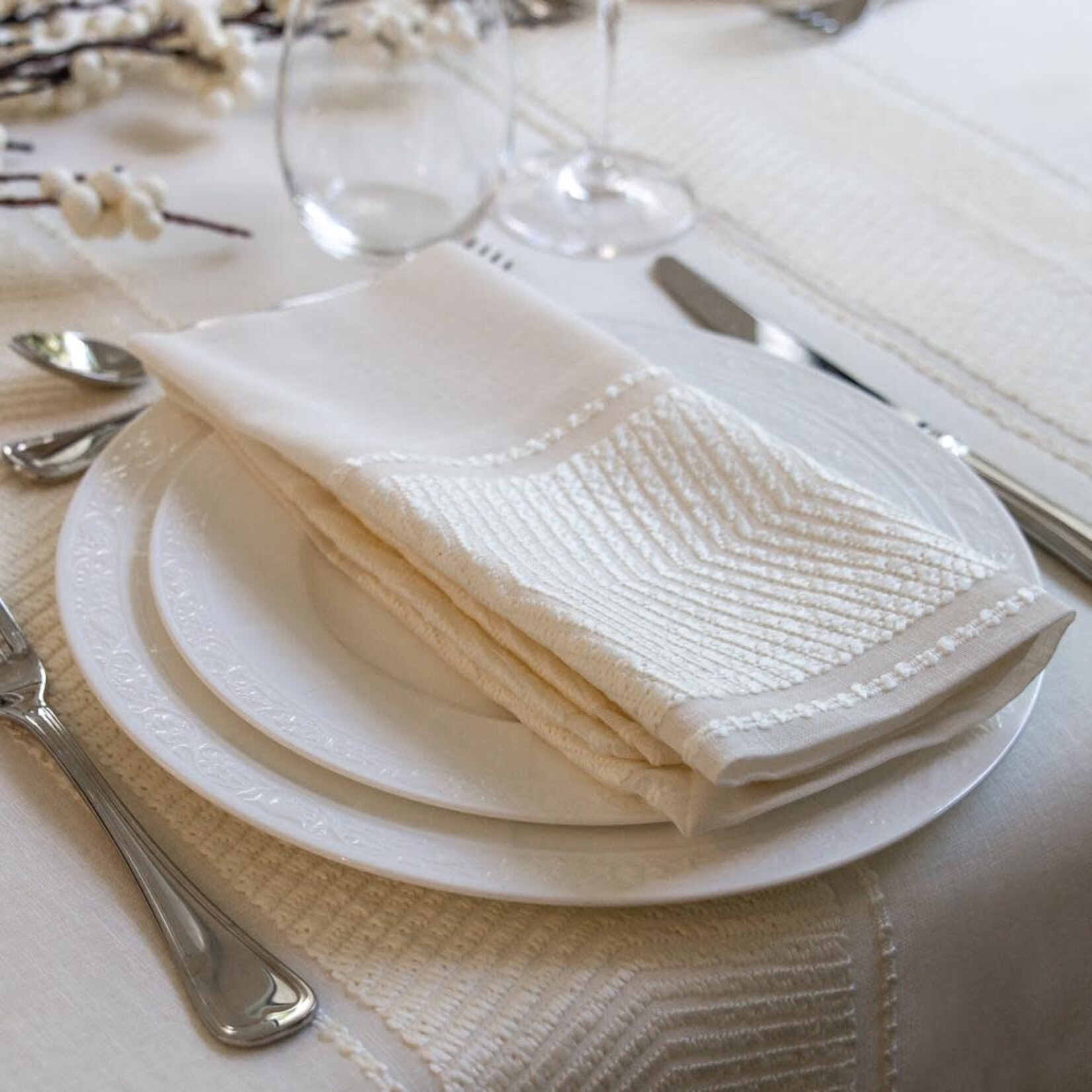 Ivory Linen + Acrylic Napkins / Stain Resistant SET/4