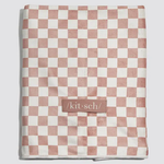 Extra Large Quick-Dry Hair Towel Wrap- Terracotta Checker