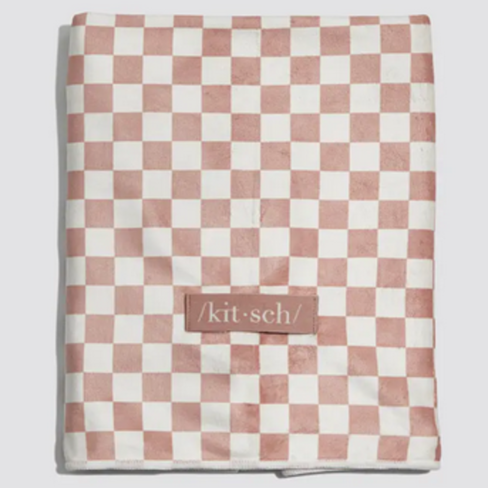 Extra Large Quick-Dry Hair Towel Wrap- Terracotta Checker