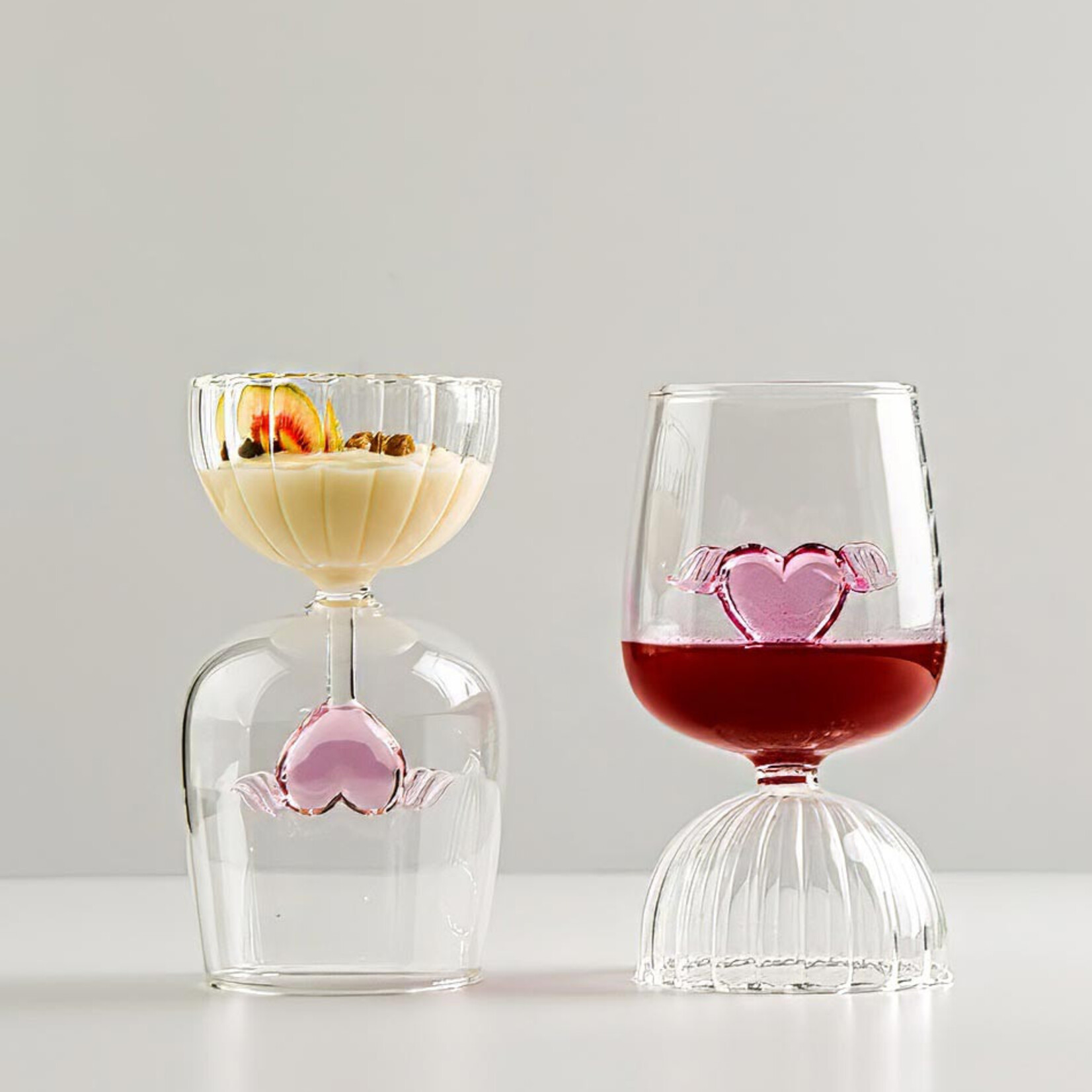 Faire/ Tutu Home Cupid White Wine Glass with Love Heart