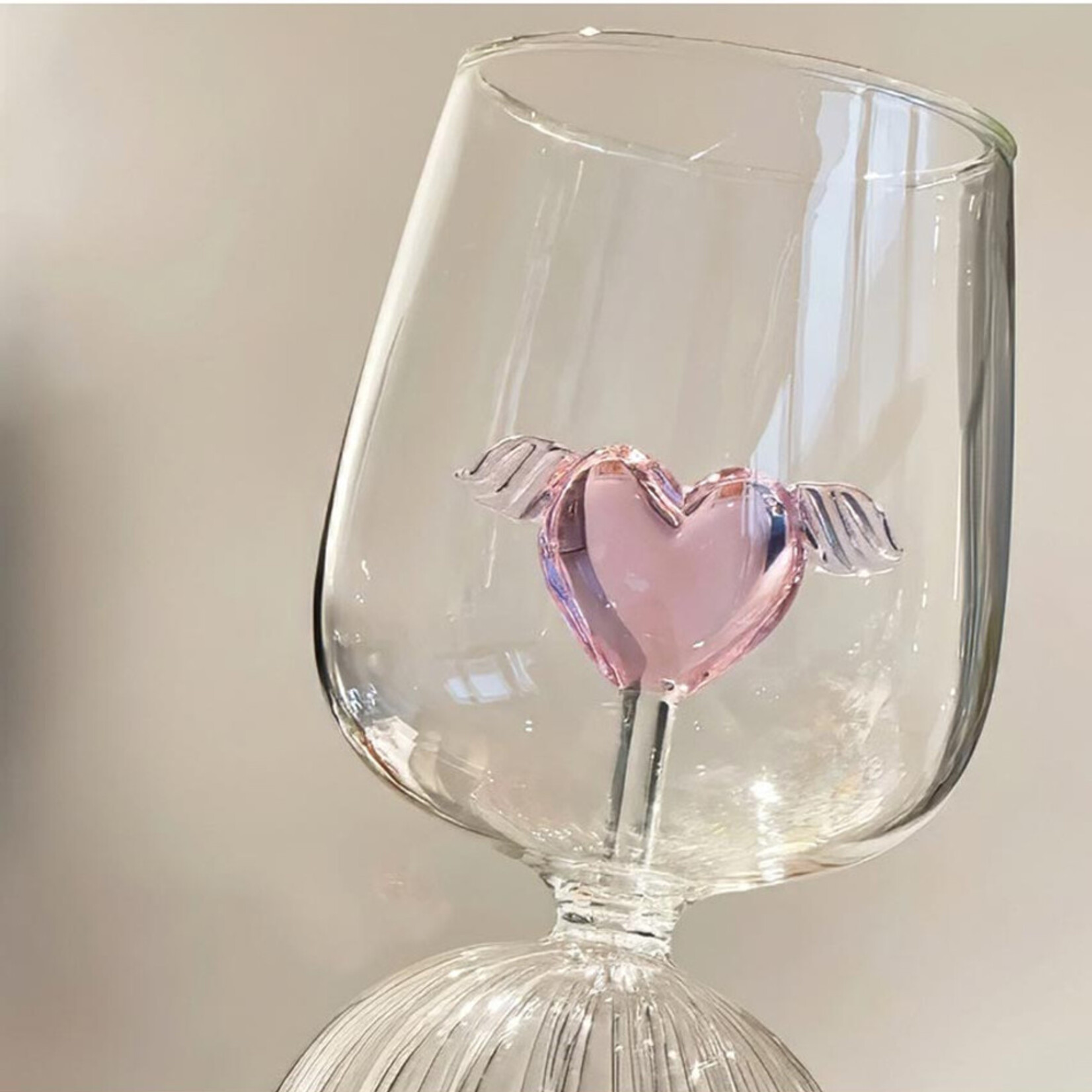Faire/ Tutu Home Cupid White Wine Glass with Love Heart