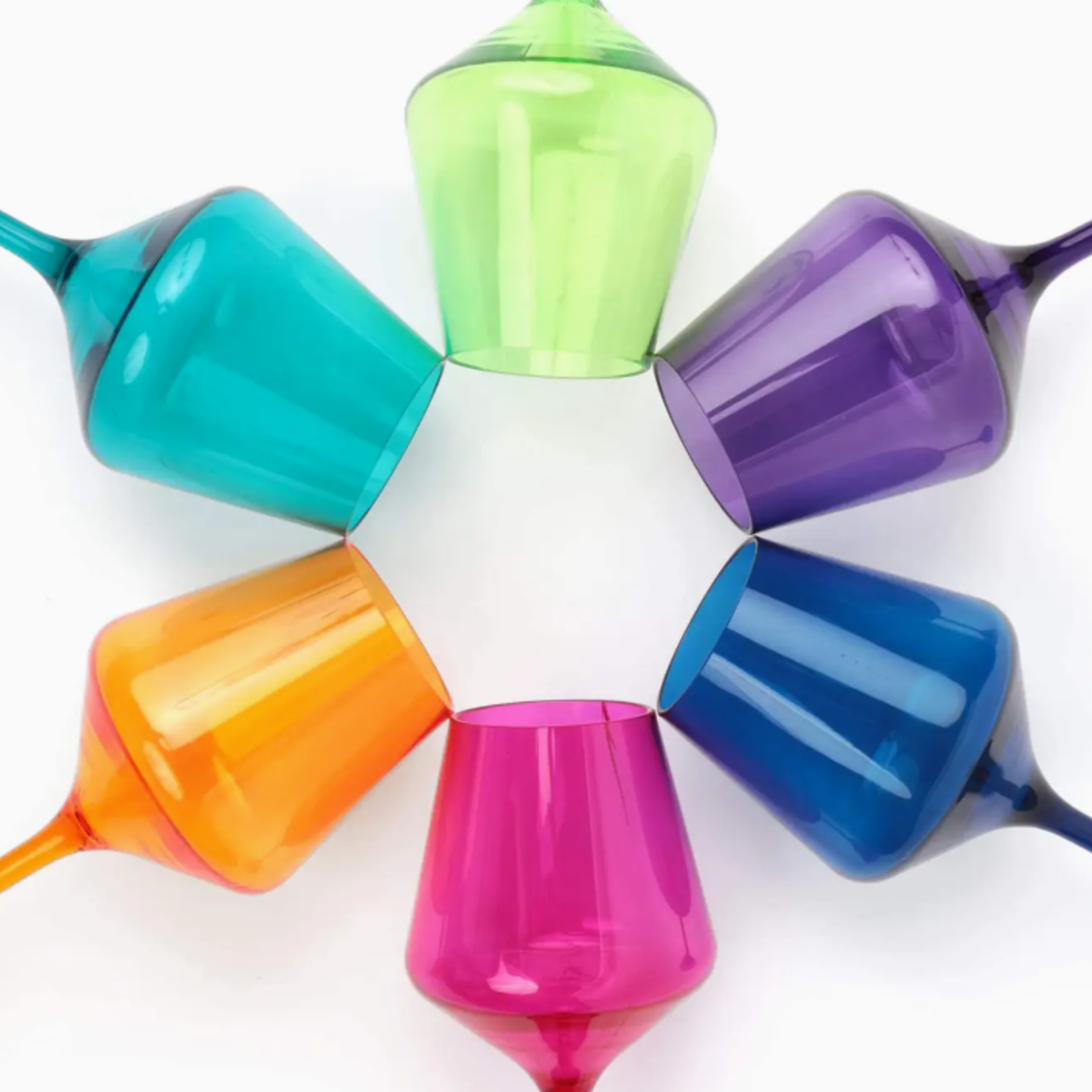Faire/ Pop Design Set/6 Acrylic Stemmed Wine Glasses Colorful