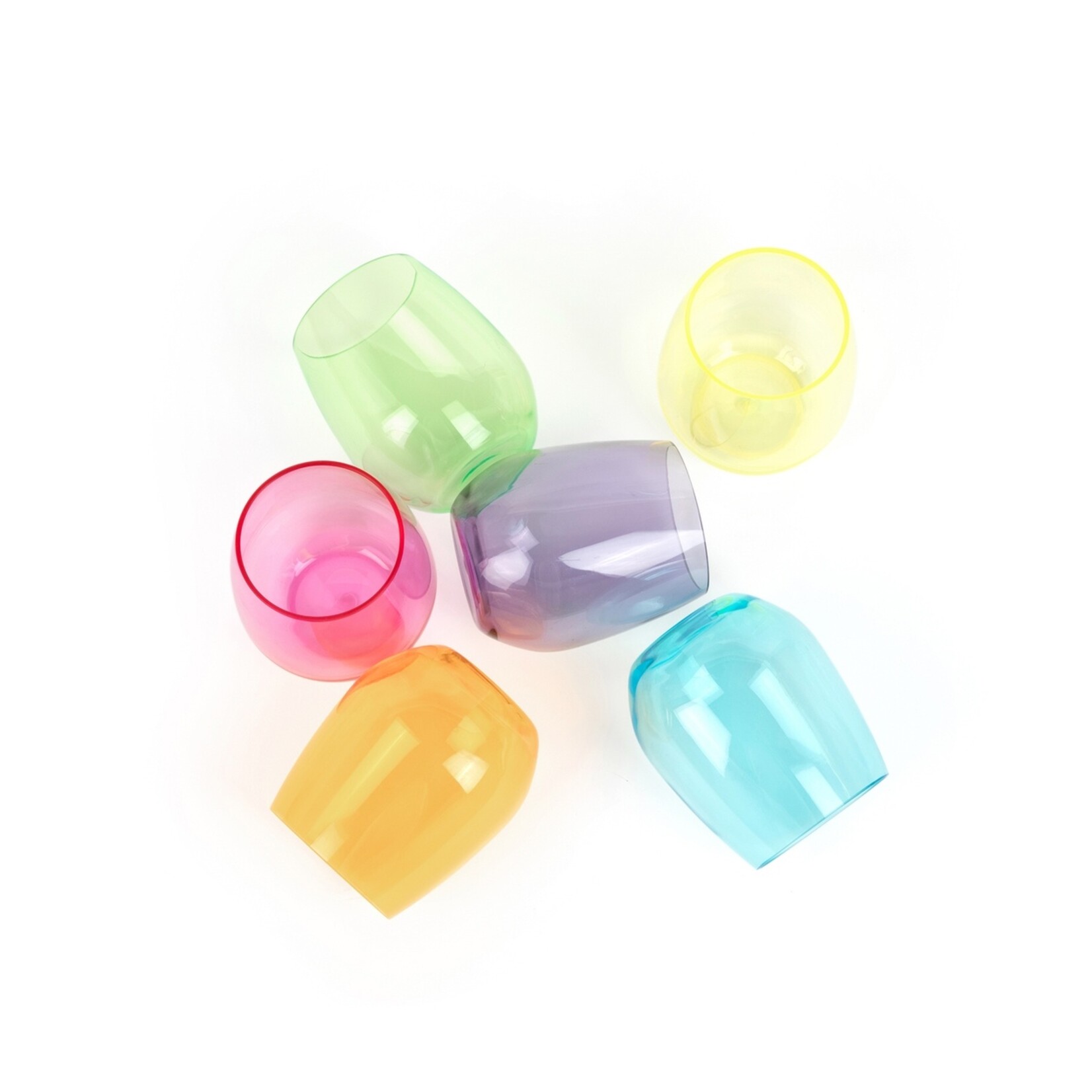 Faire/ Pop Design Set/6 Acrylic Stemless Wine Glasses Colorful