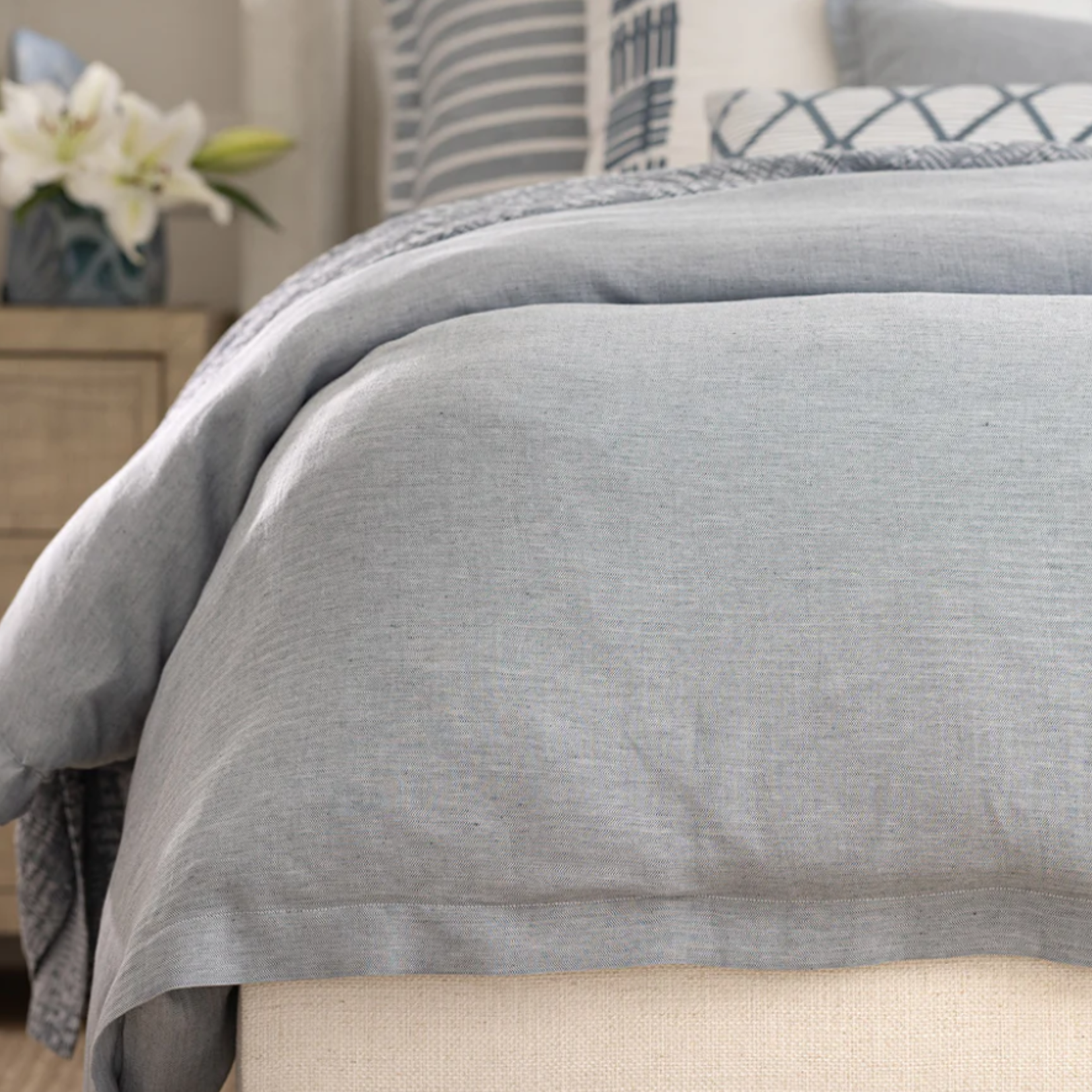RAIN DUVET COVER HERRINGBONE COTTON/LINEN
