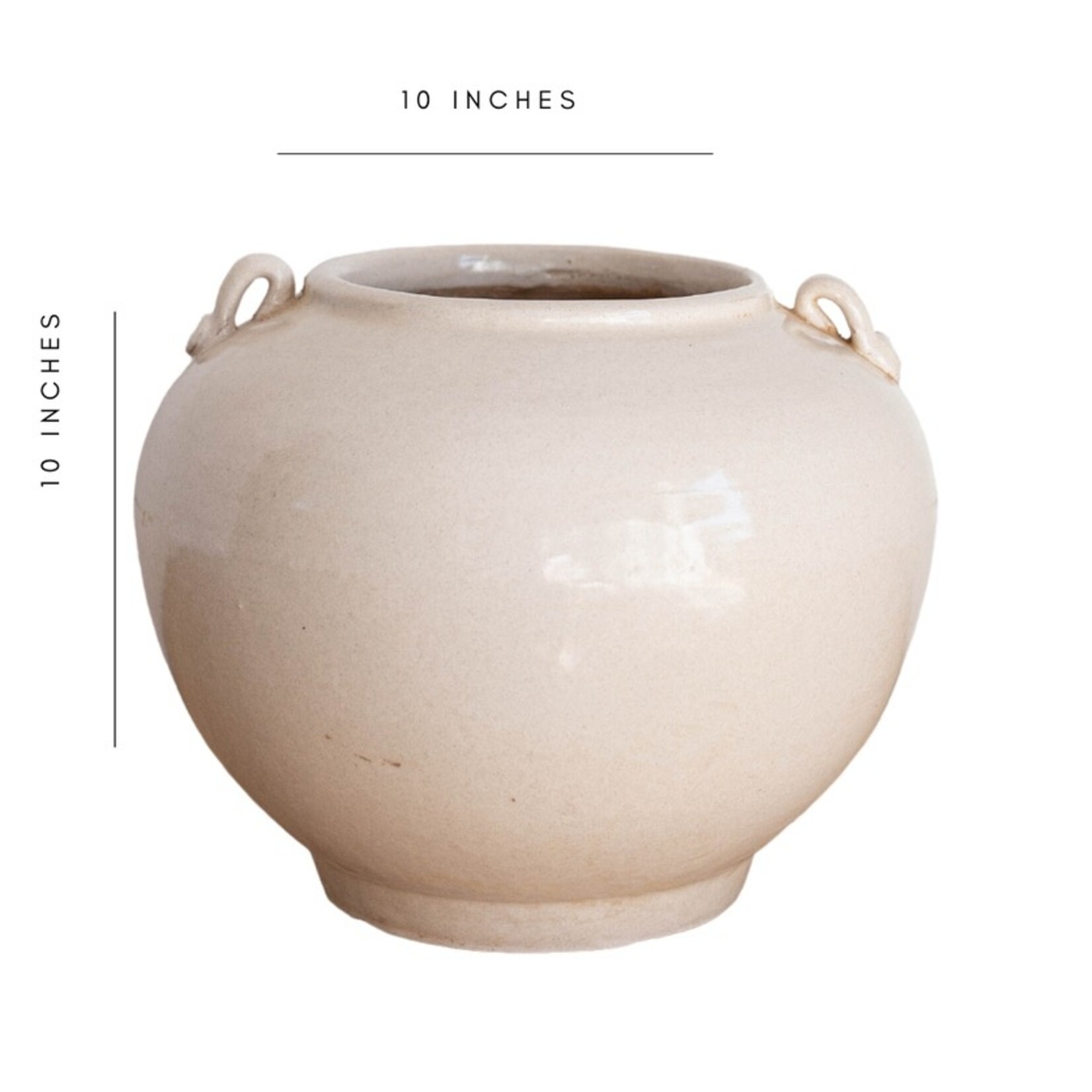 Cream Glazed Vintage Pot