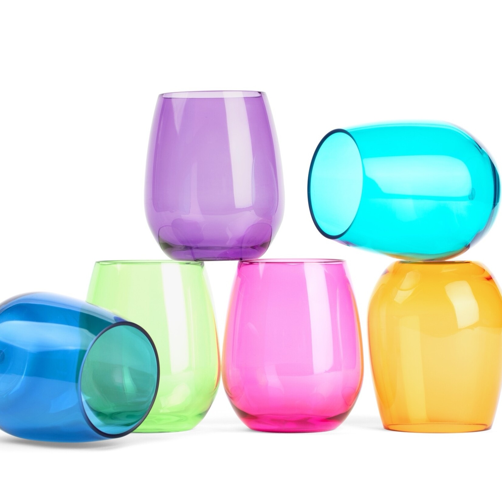 Pop Design Set/6 Acrylic Stemless Wine Glasses Jewel