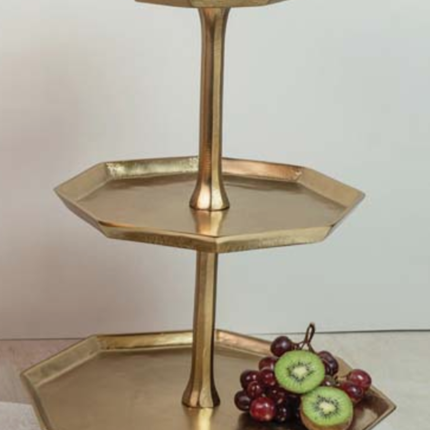 Gilded Octagonal 2-Tier Stand