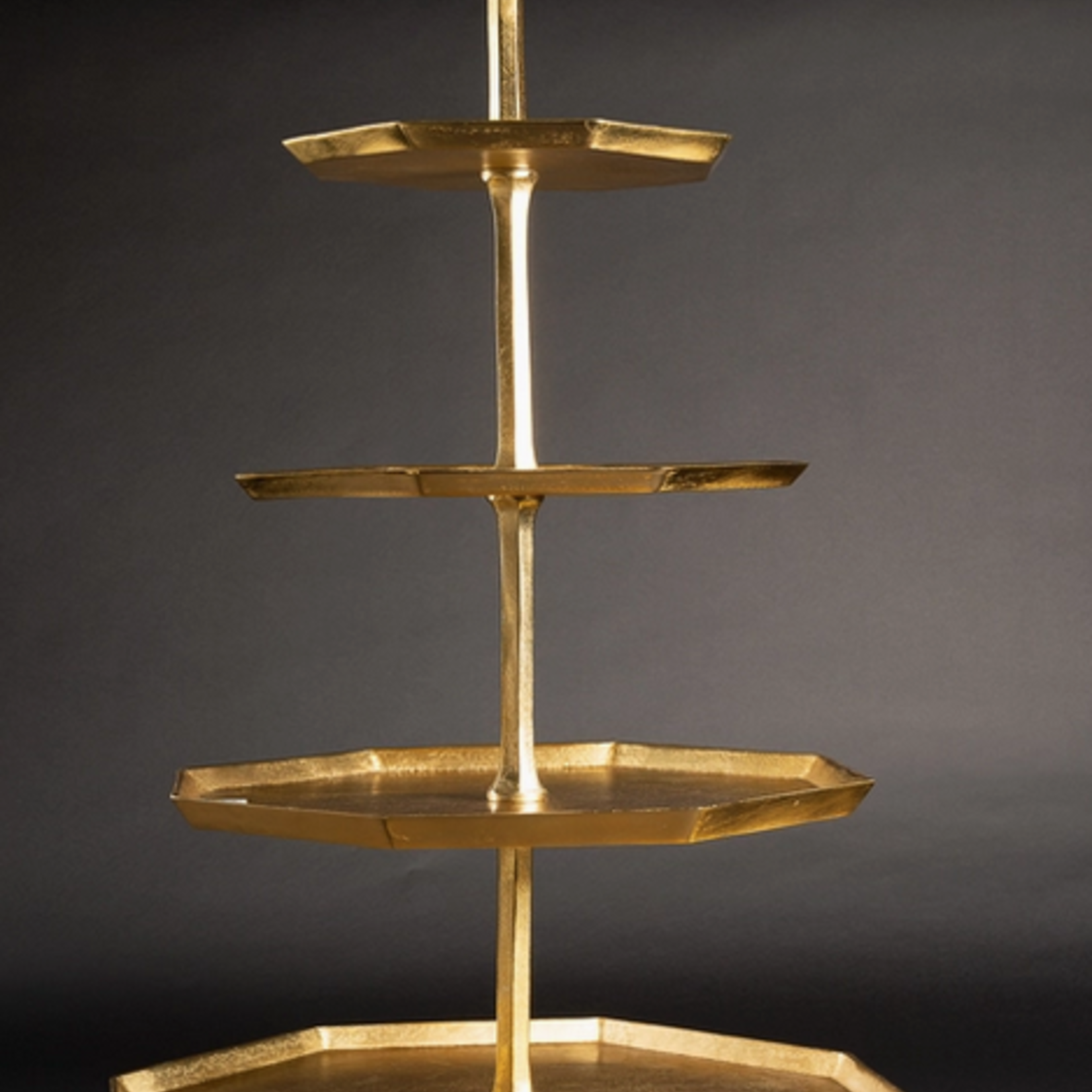 Textured Gold Aluminum 5 Tier Octagonal Stand